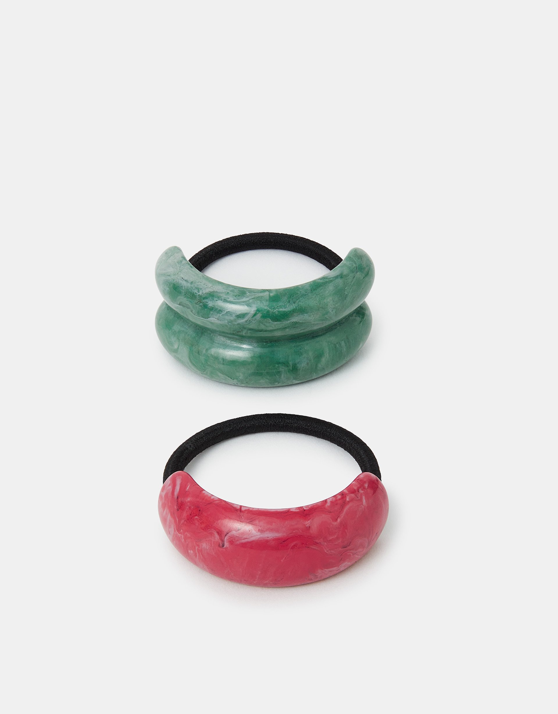 Green 2-Pack Marble Resin Hair Cuffs - Accessorize