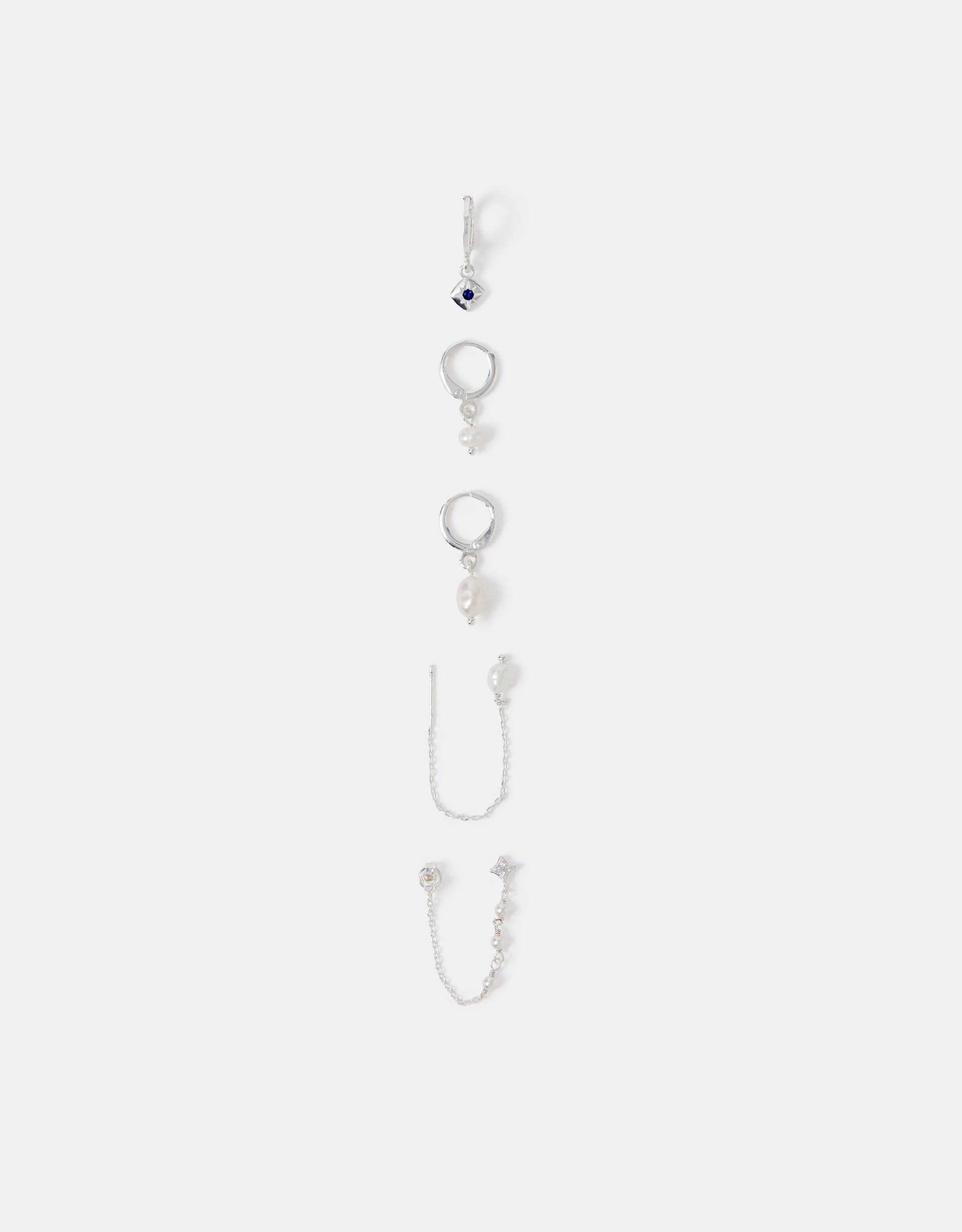 Accessorize 5-Pack Sterling Silver-Plated Freshwater Pearl Stud & Hoop Earrings, Blue