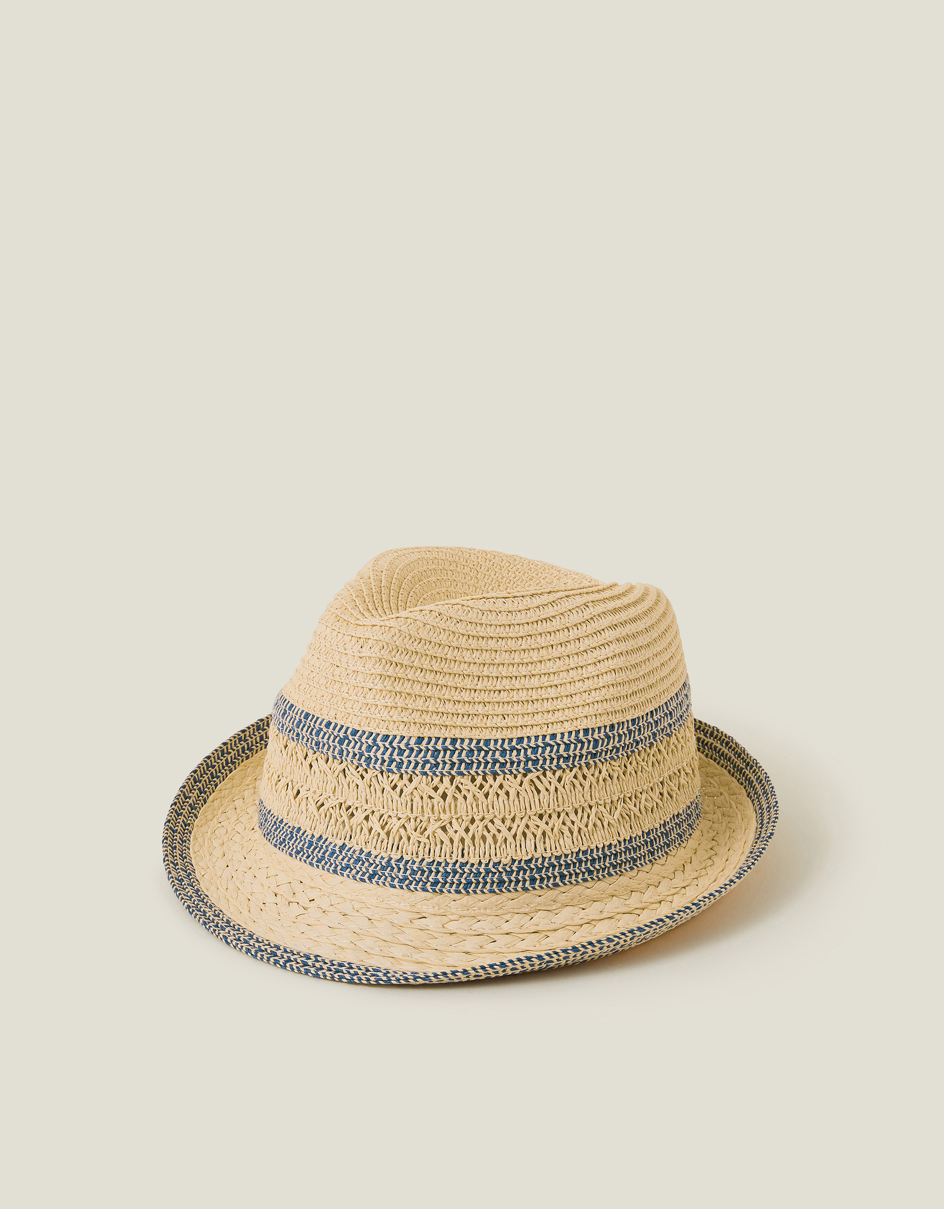 Blue Woven Straw Trilby Hat - Accessorize