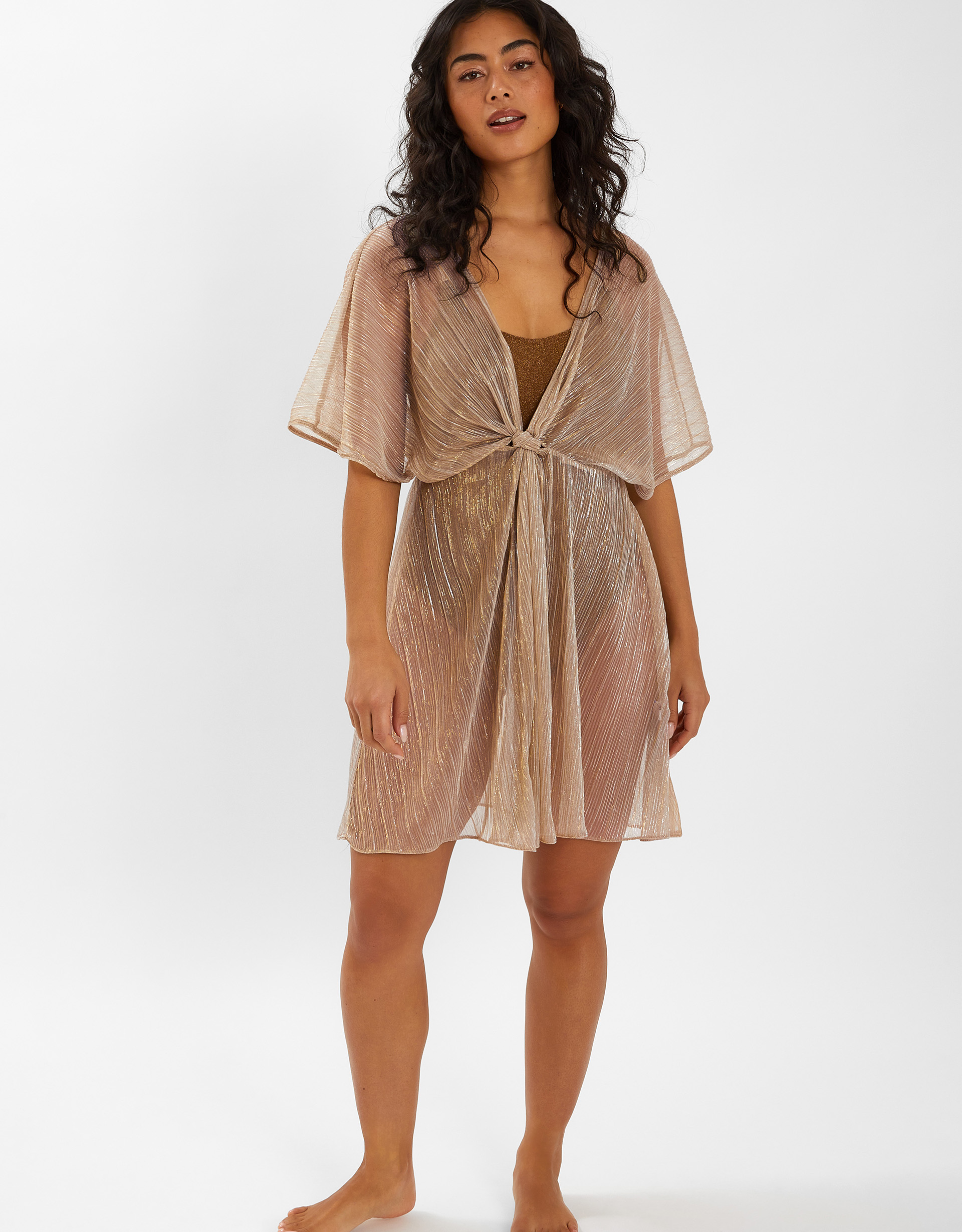 Gold Shimmer Kaftan, Size: S, Women's - Accessorize
