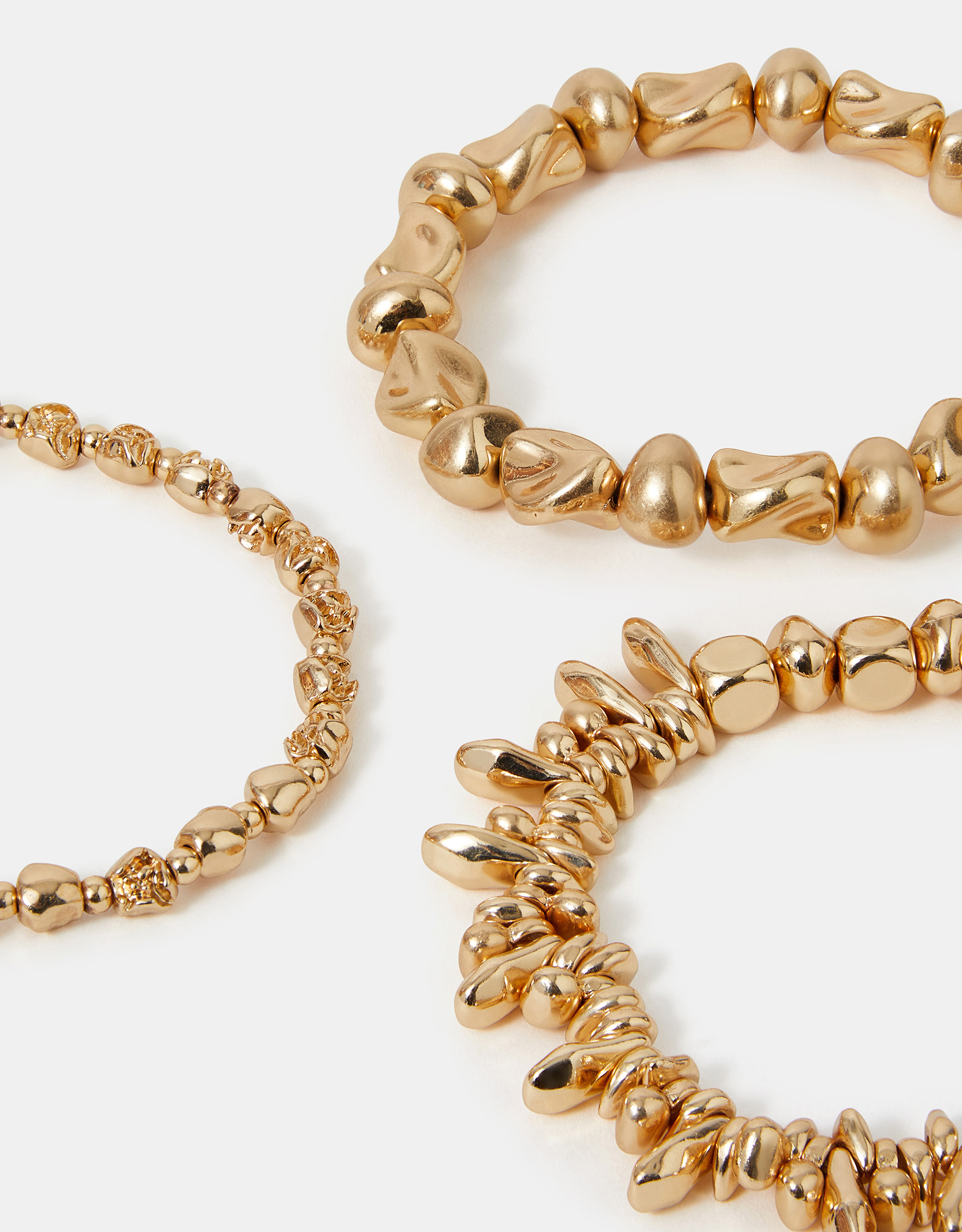 Gold 3-Pack Mix Bead Stretch Bracelets - Accessorize