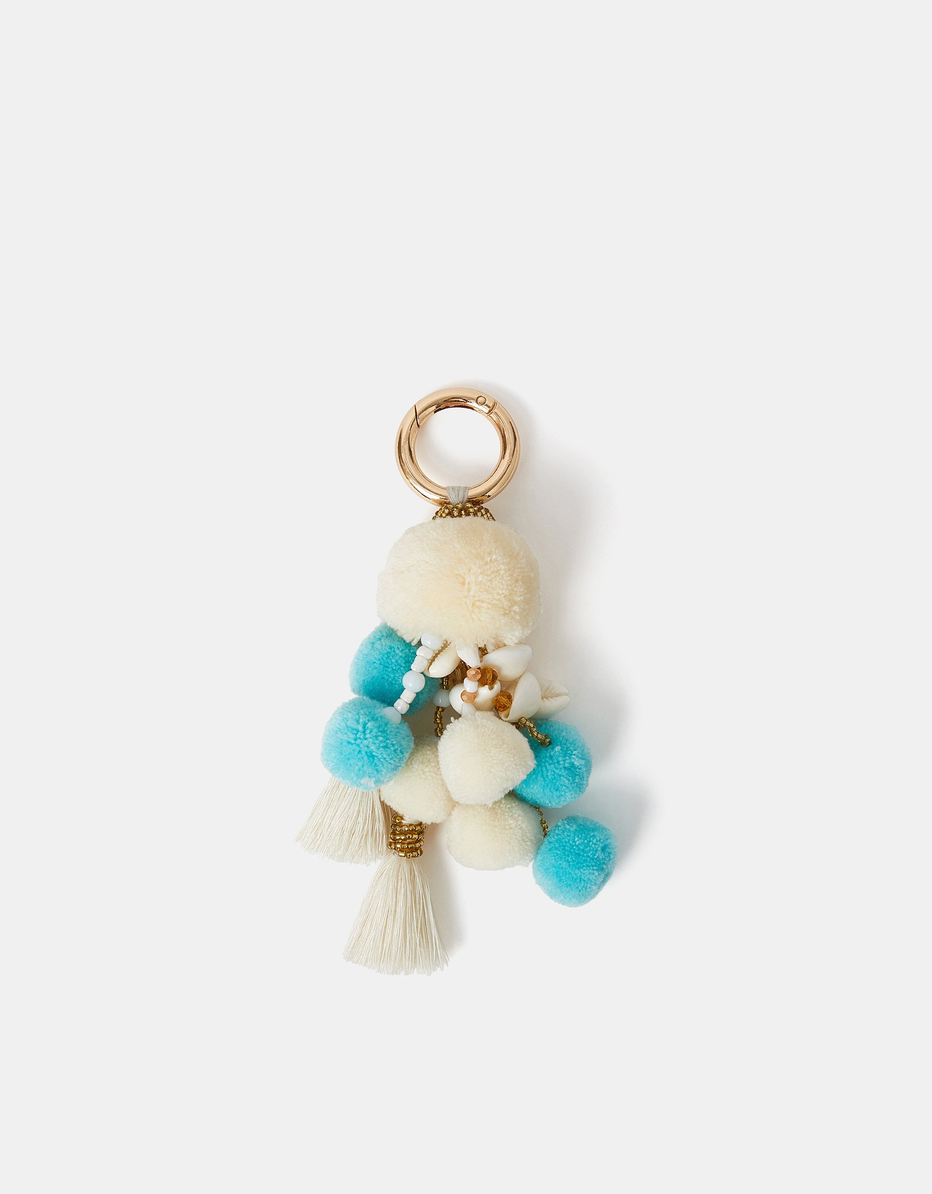 Gold Shell & Pom-pom Bag Charm - Accessorize