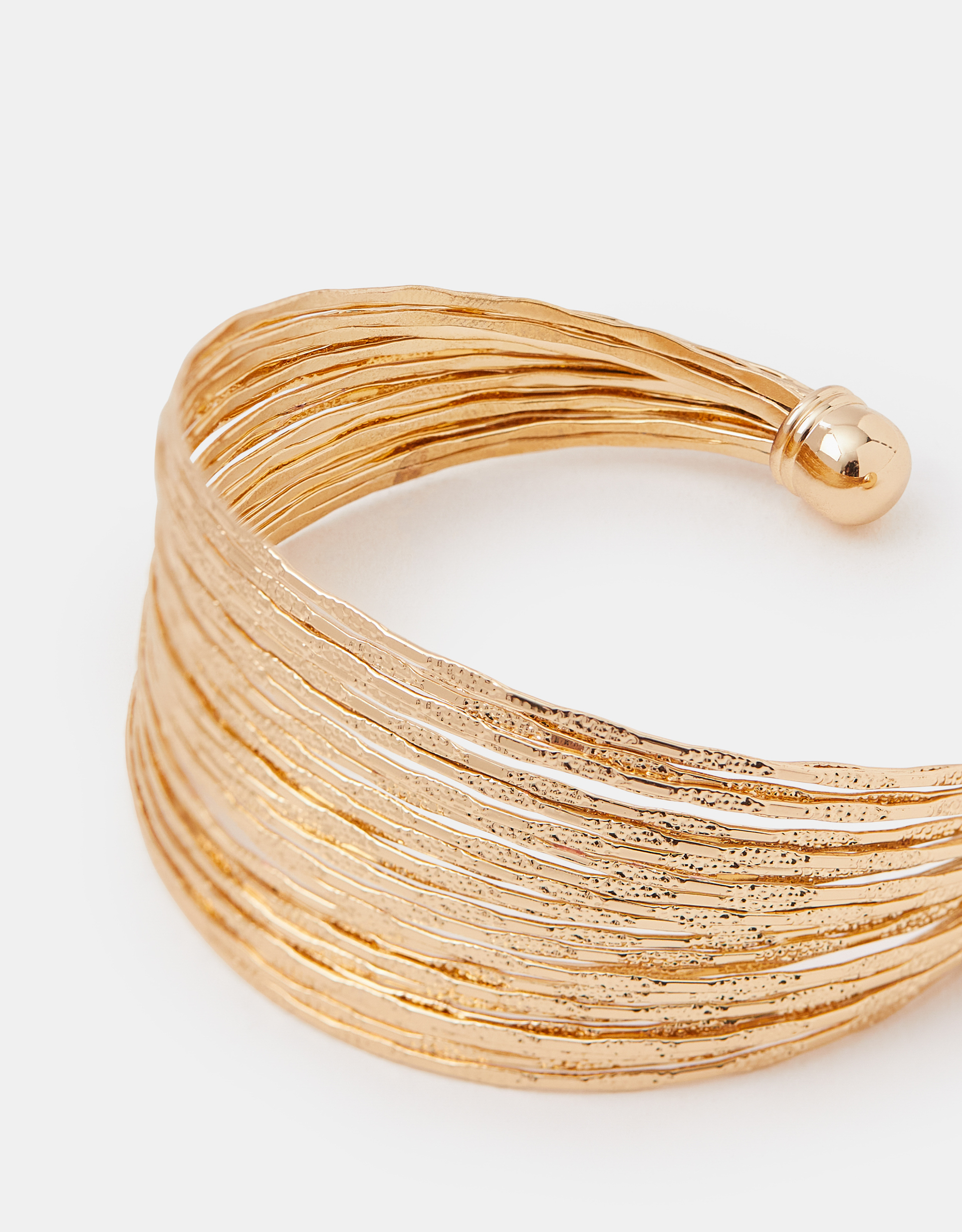 Accessorize Textured Wide Cuff Bracelet, Gold