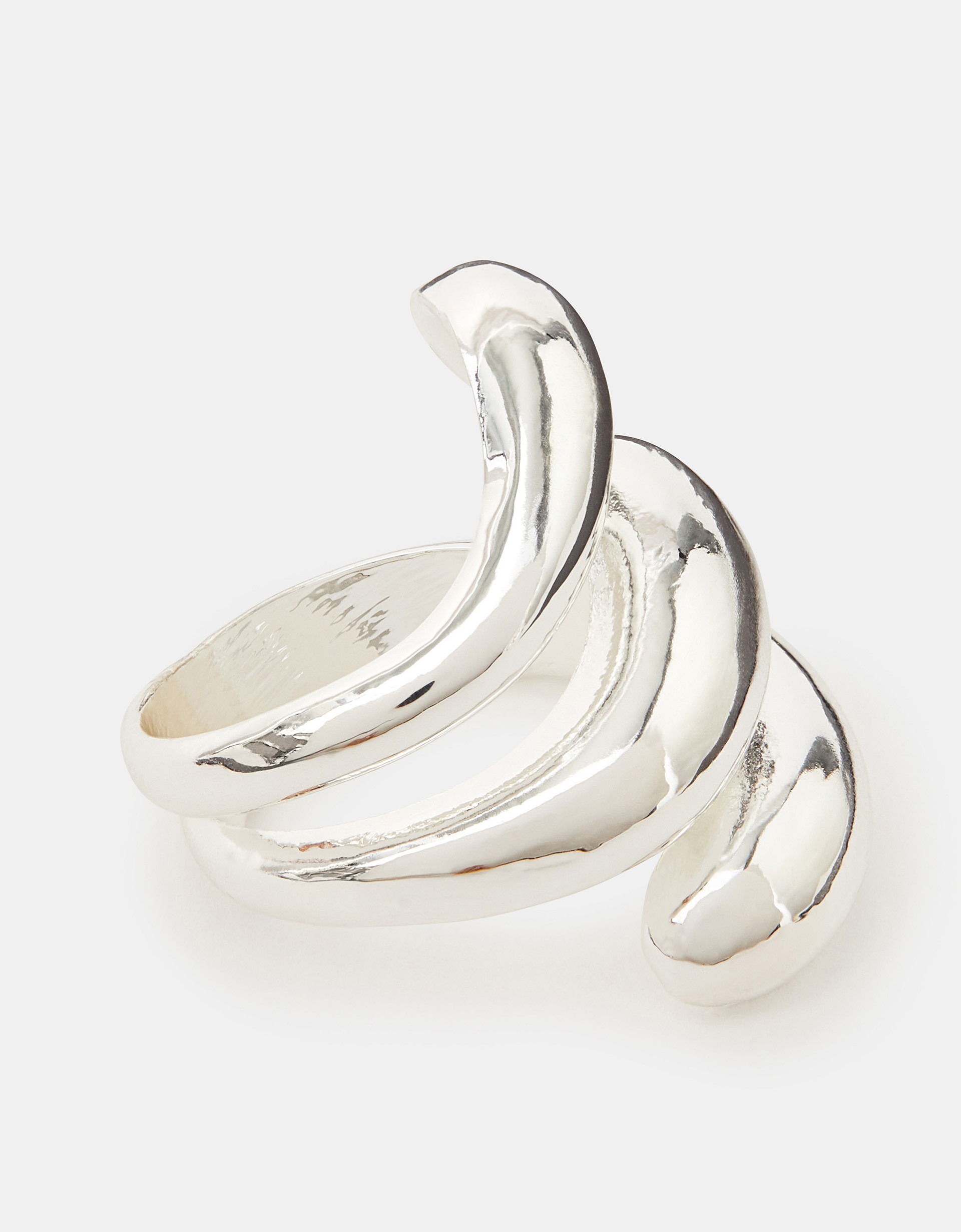 Accessorize Chunky Wave Ring, Silver, Size: S