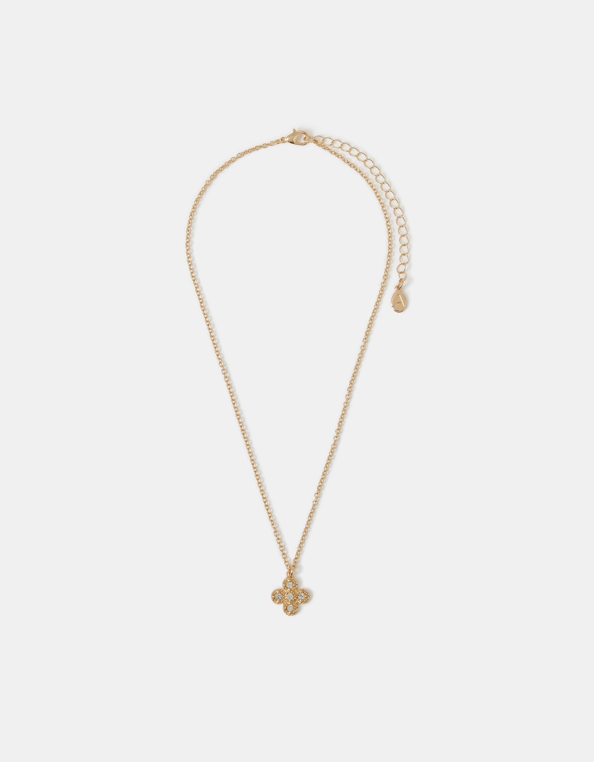 Accessorize Lace Clover Pendant Necklace, Gold