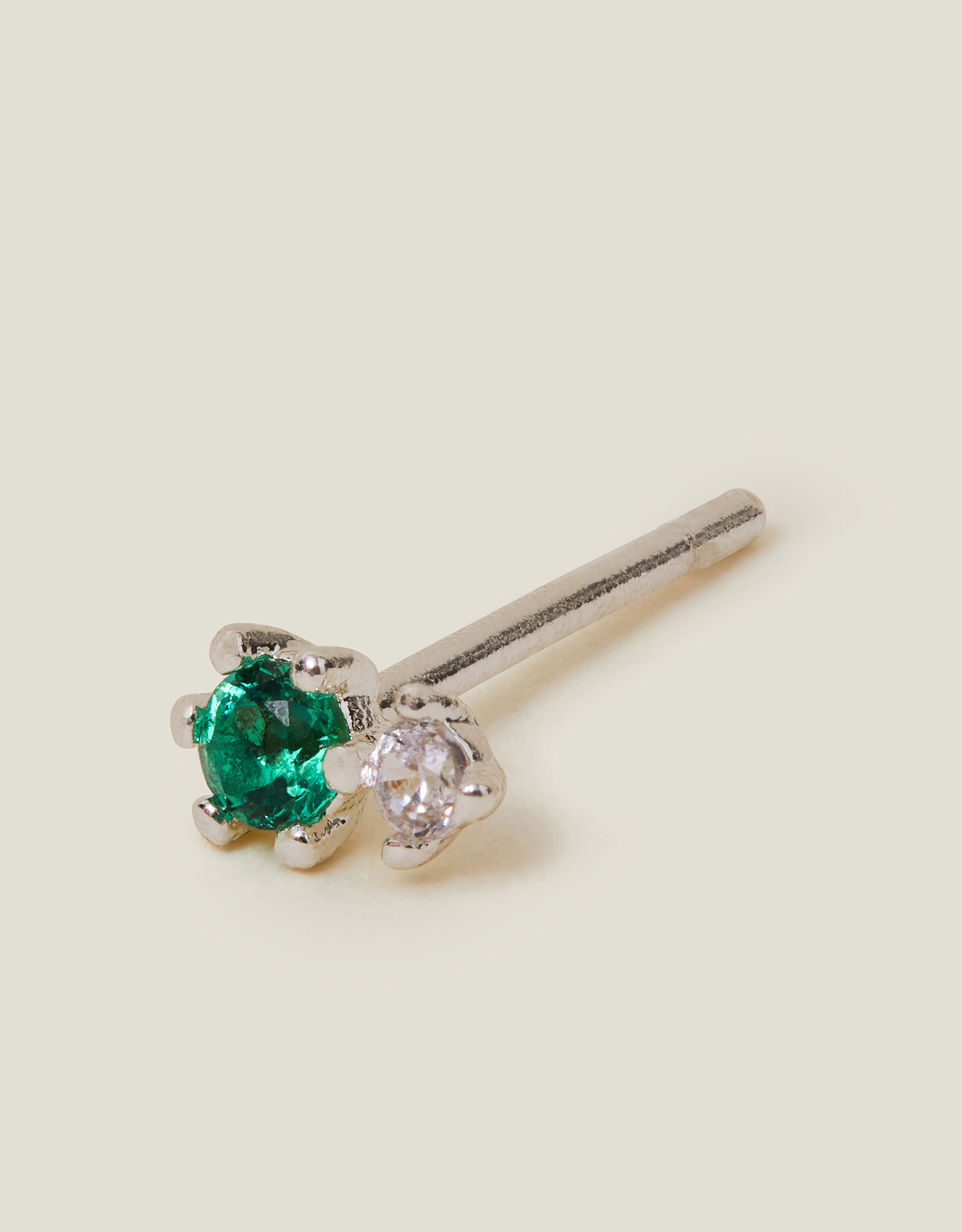 Sterling Silver-plated Birthstone Stud Earrings Silver, Size: January - Accessorize