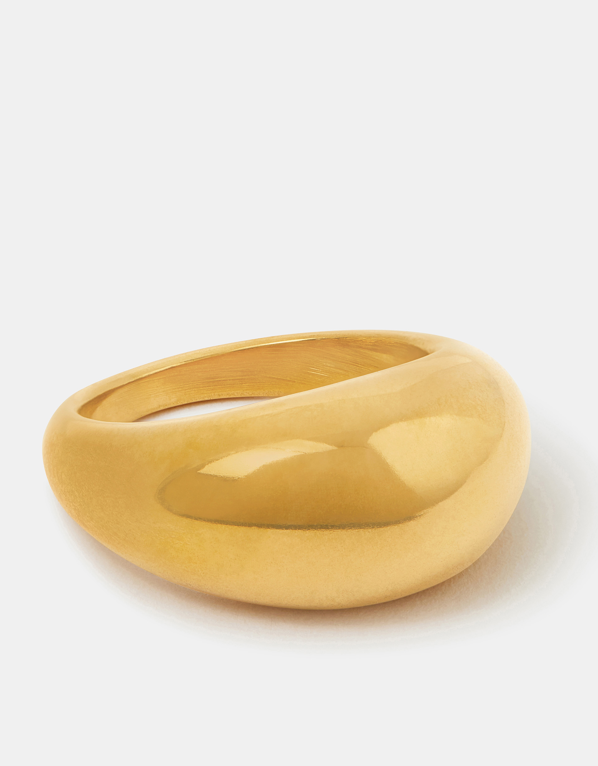 14ct Gold-plated Chunky Dome Ring Gold, Size: S - Accessorize
