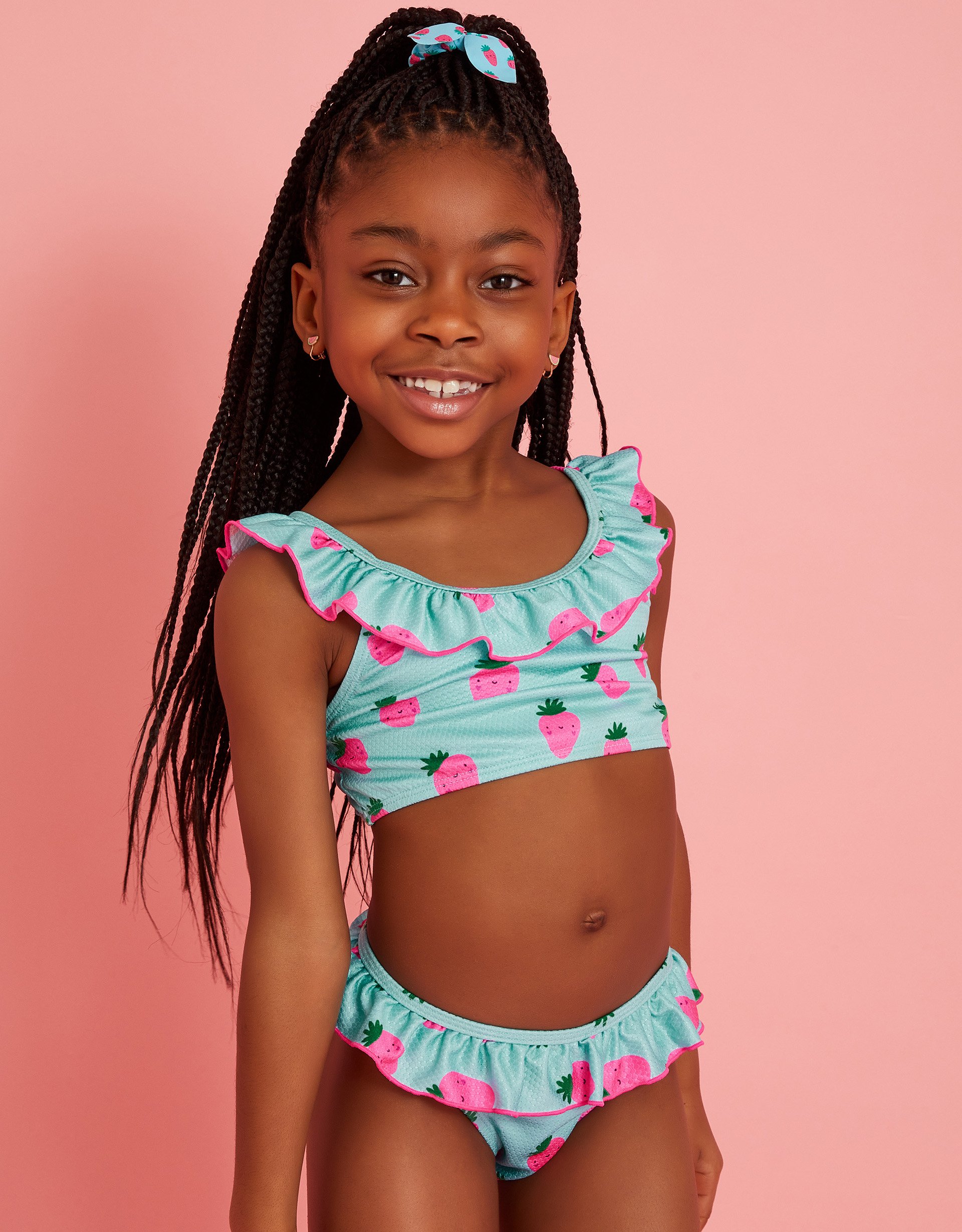 Toddler's Girls Strawberry Bikini Set Blue, Size: 7-8 yrs - Accessorize