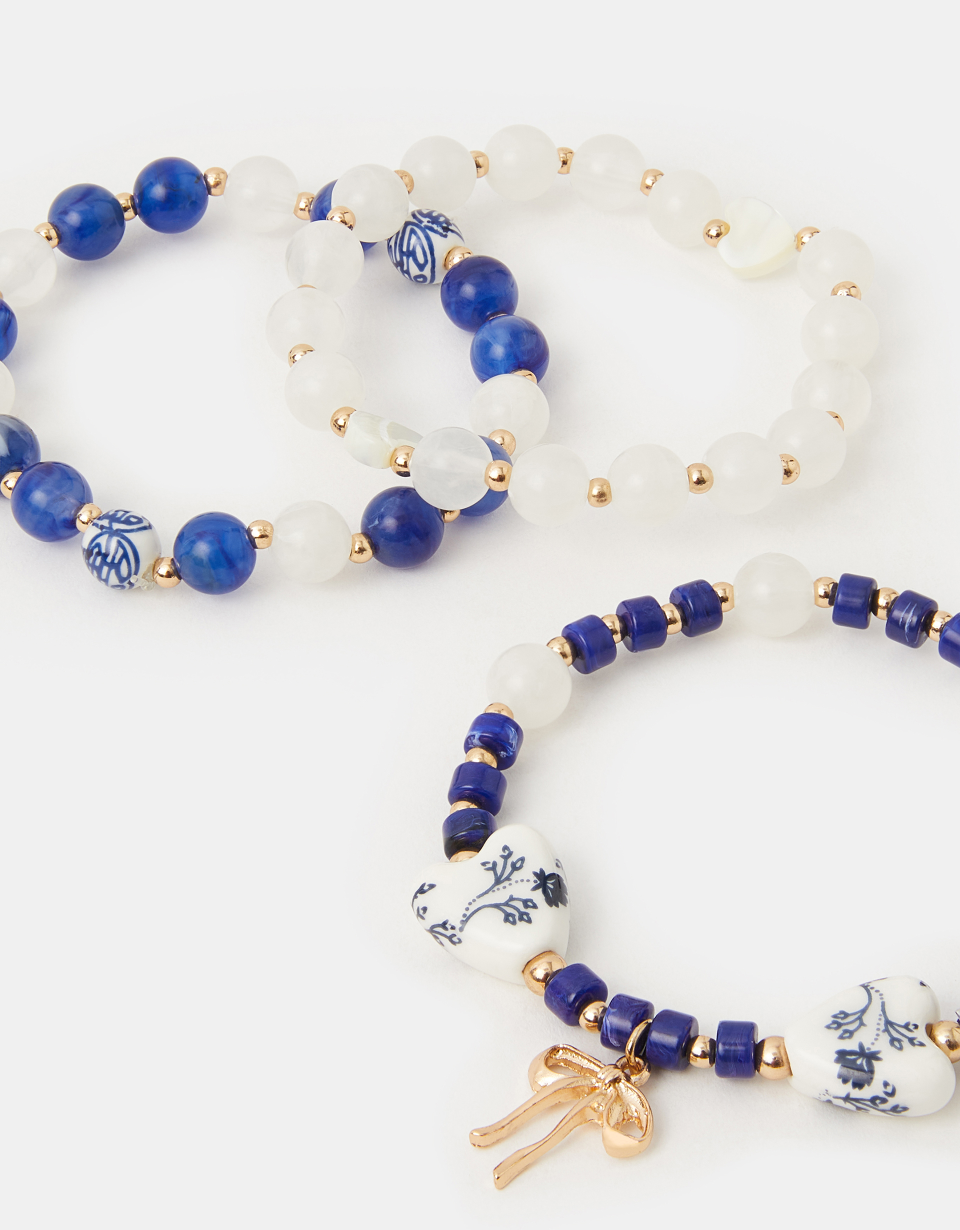 White 3-Pack Country Charm Bead Bracelets - Accessorize