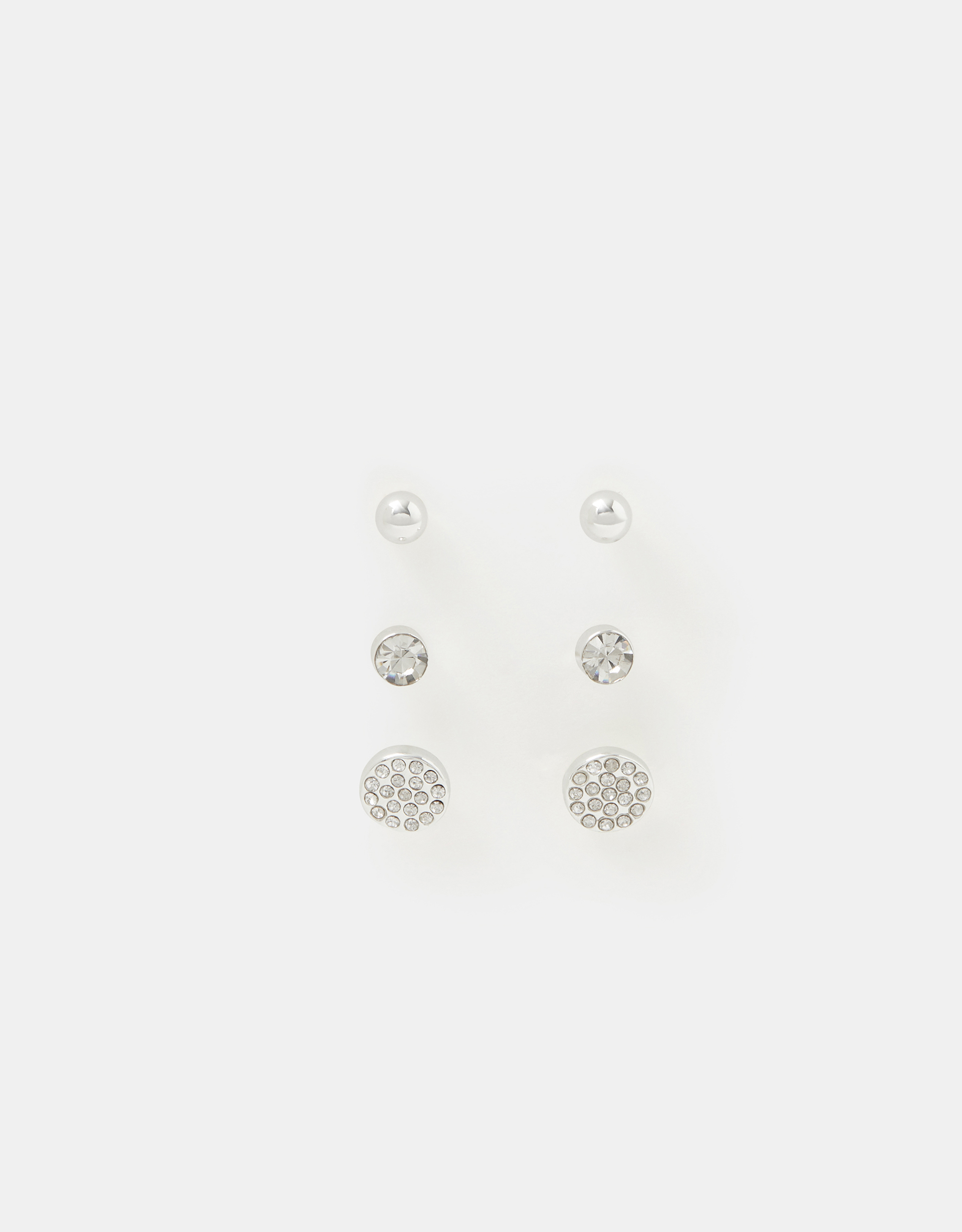 Accessorize 3-Pack Pavé Stud Earrings, Silver