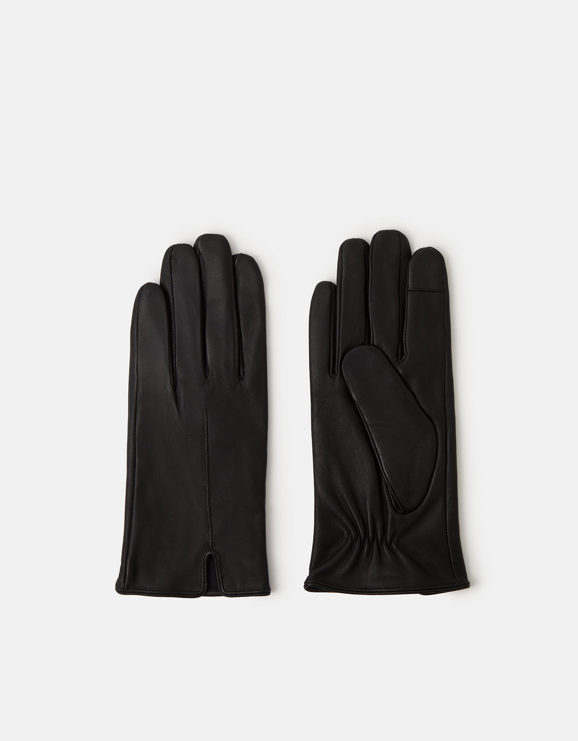 Accessorize Leather Faux Fur Lined Touchscreen Gloves Black, Size: S / M, S/M