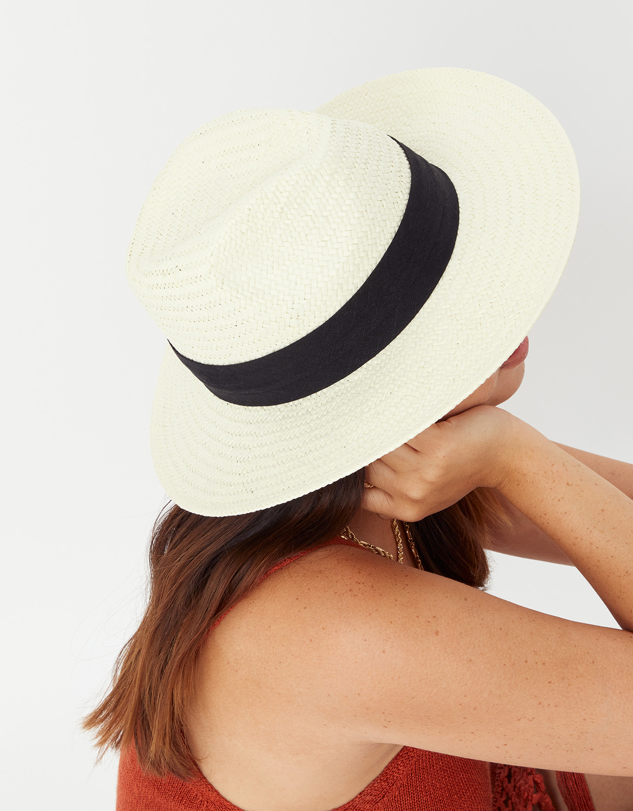 Accessorize Women's White/Black Louise Fedora Hat, Size: 35x31cm