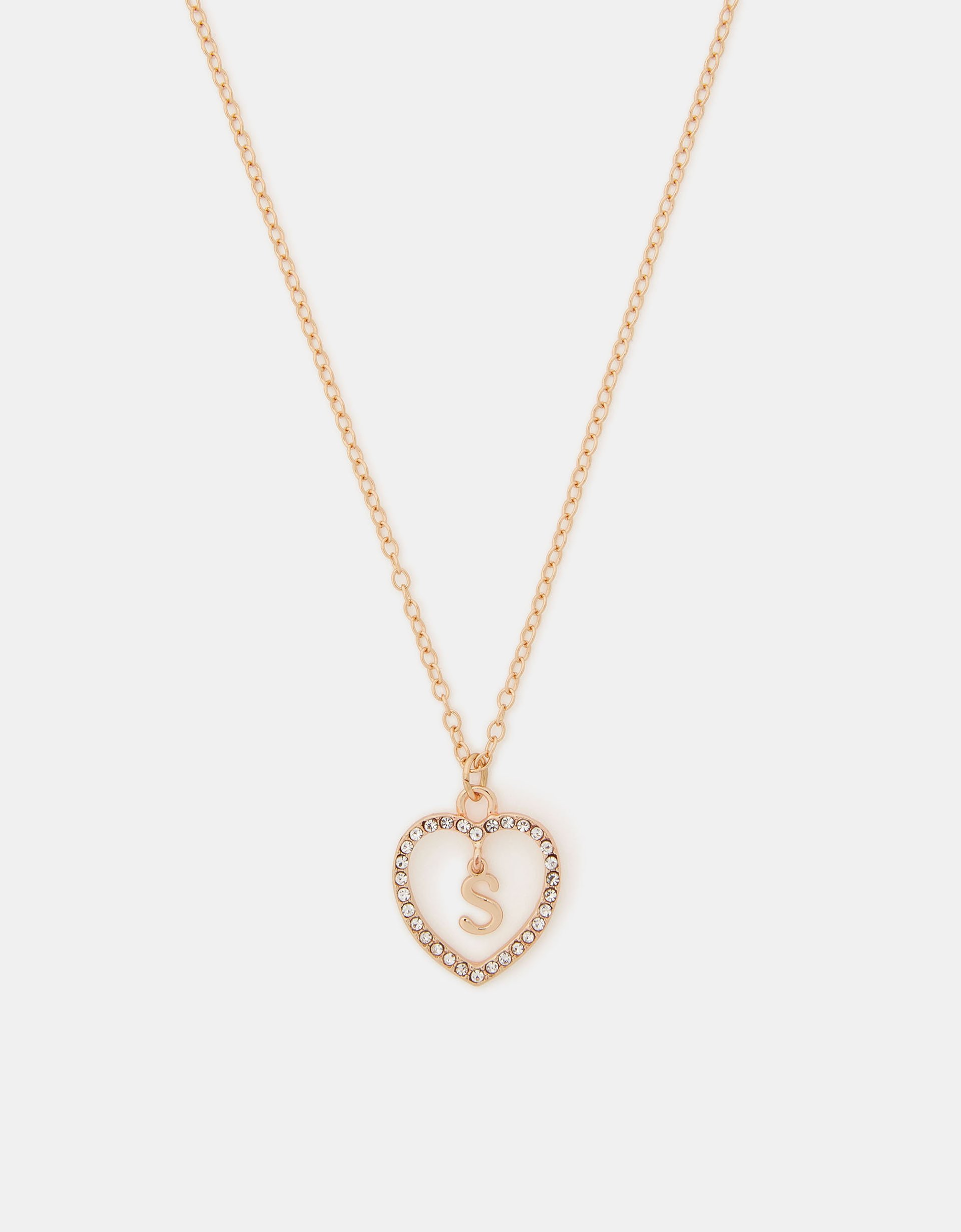 Initial Charm Heart Pendant Necklace Gold, Size: C - Accessorize
