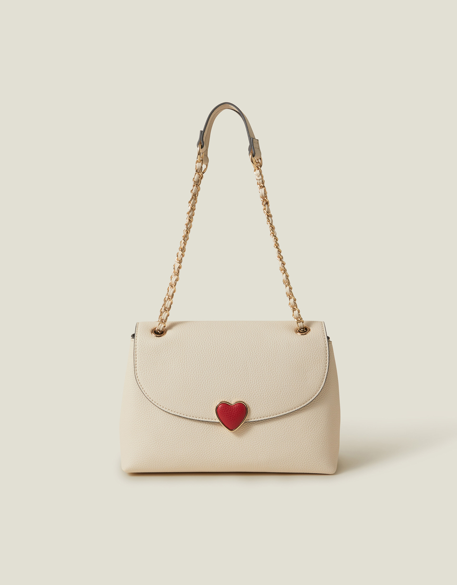 Cream/red Heart Shoulder Bag, Size: 20x27cm - Accessorize