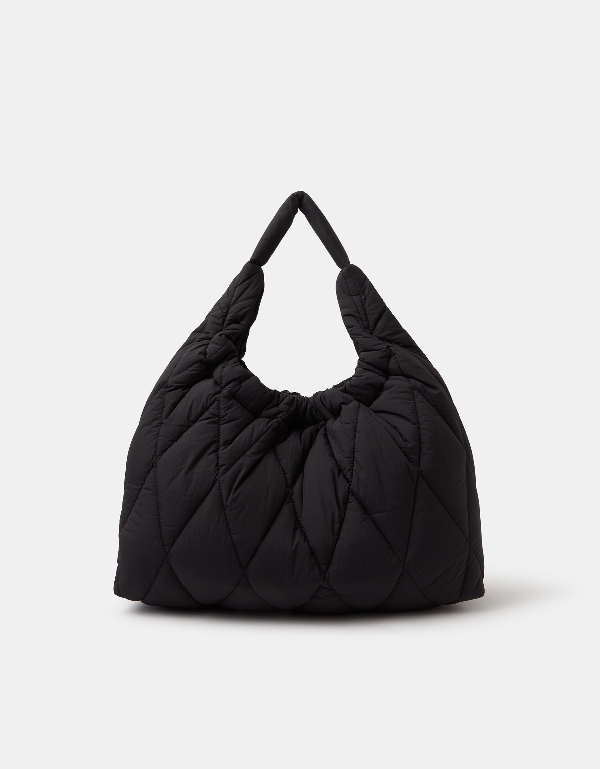 Black Nylon Quilted Shopper Bag