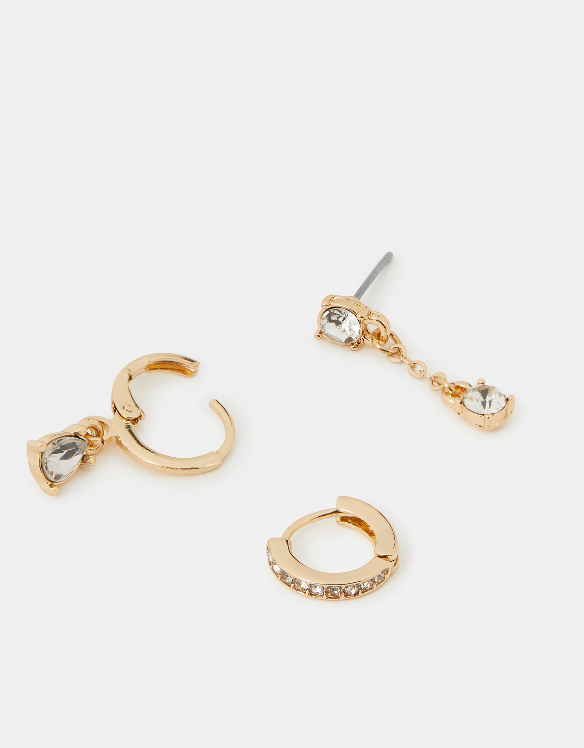 Accessorize 3-Pack Gemstone Drop Hoop Earrings