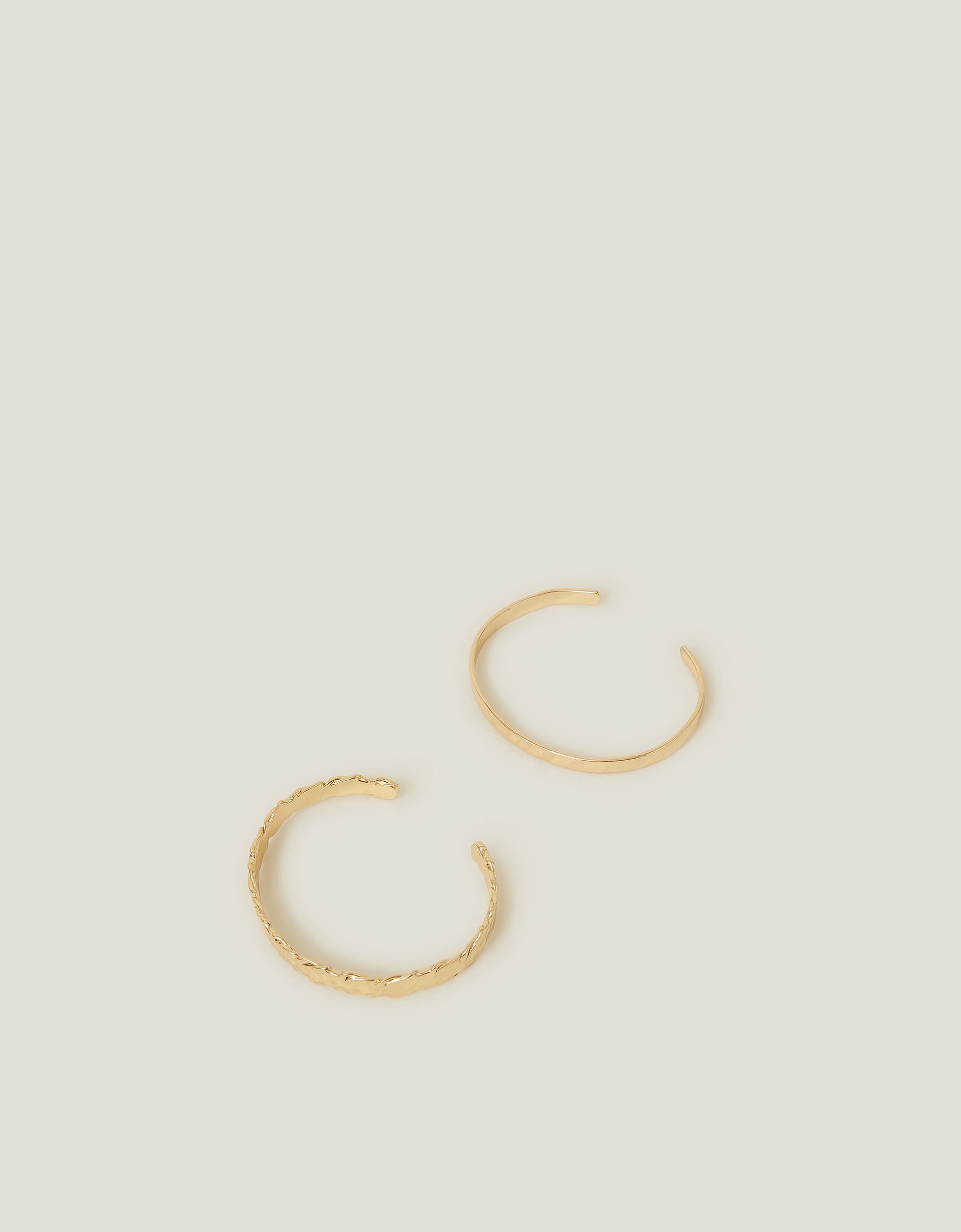 Gold 2-Pack Hammered Cuff Bracelets, Size: 7Cm, Women's - Accessorize