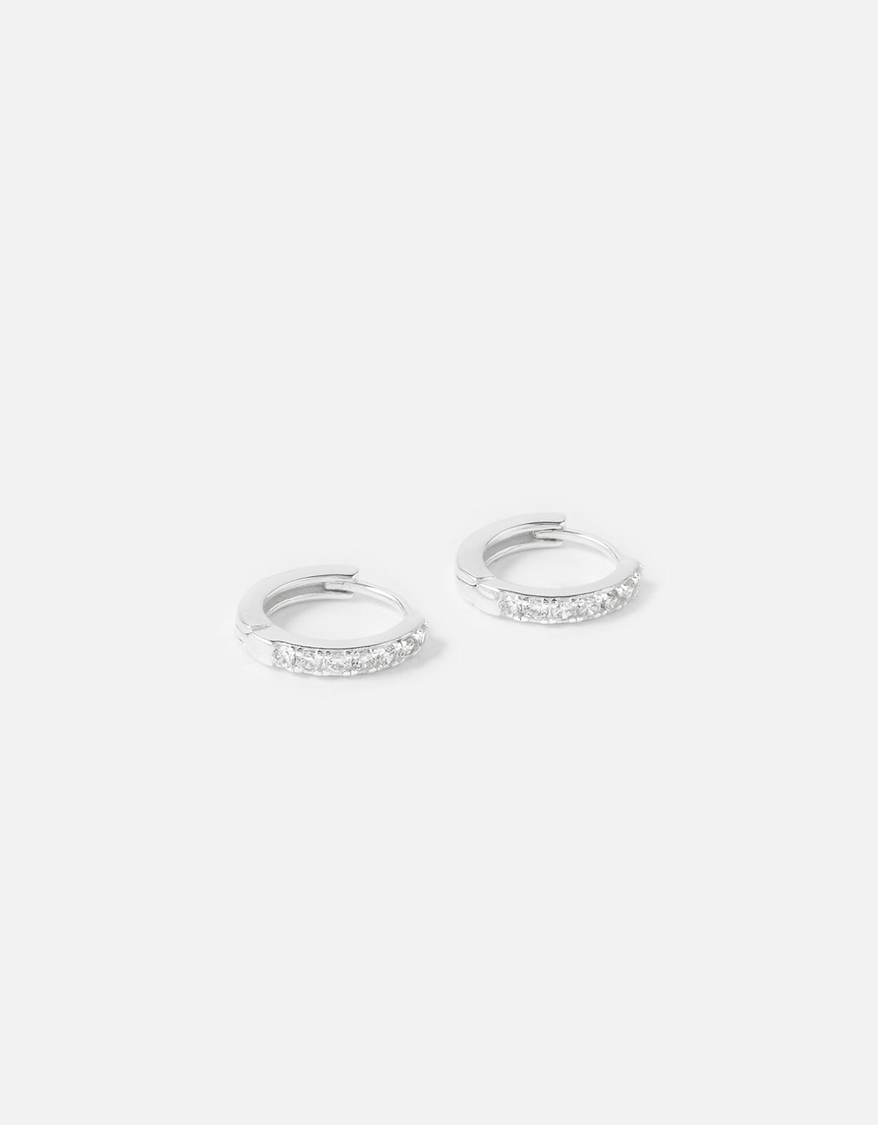 Accessorize Women's Sterling Silver Pave Mini Huggie Hoops, Size: L 1 cm x W 1 cm