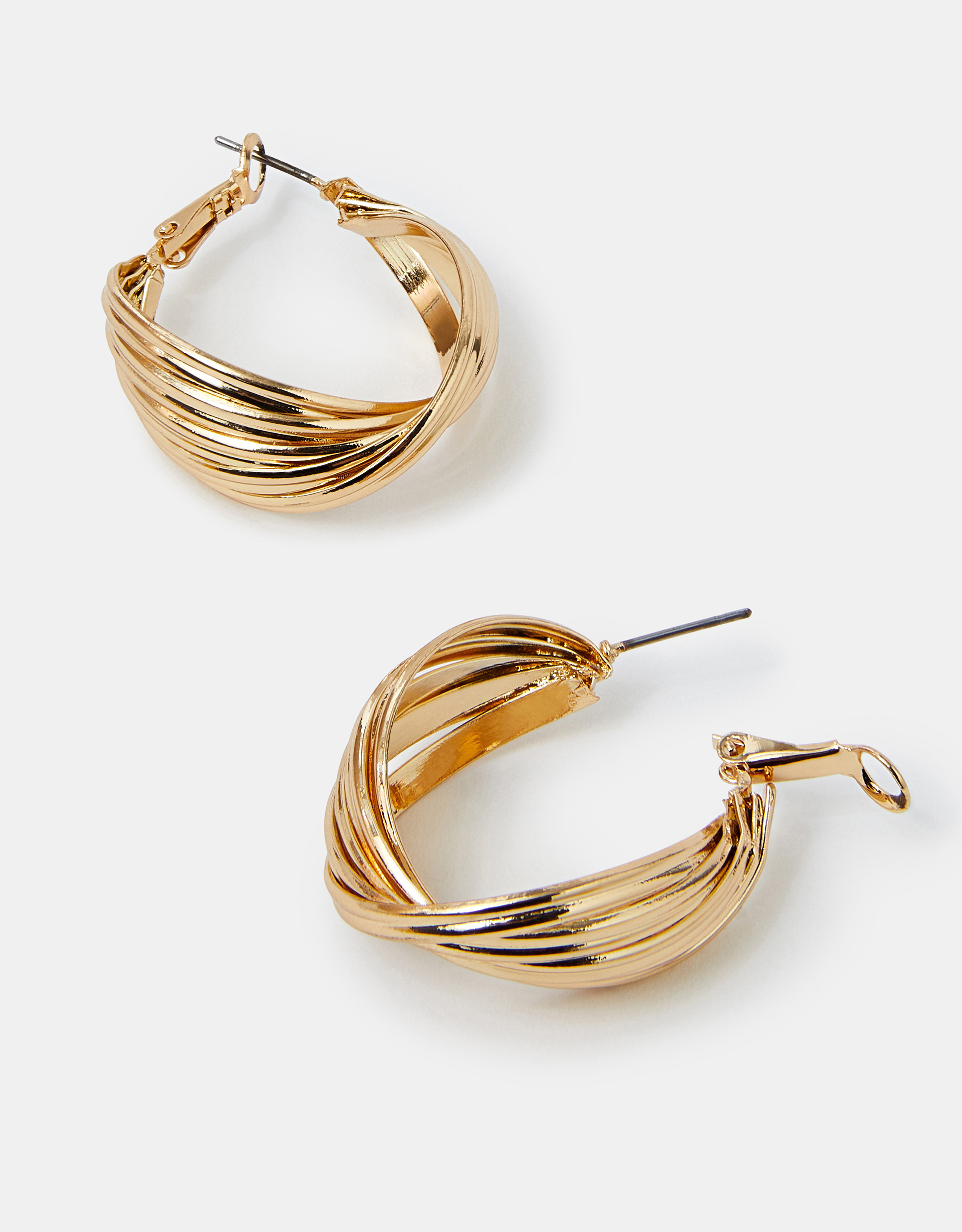 Twisted Ridge Hoop Earrings Gold - Accessorize