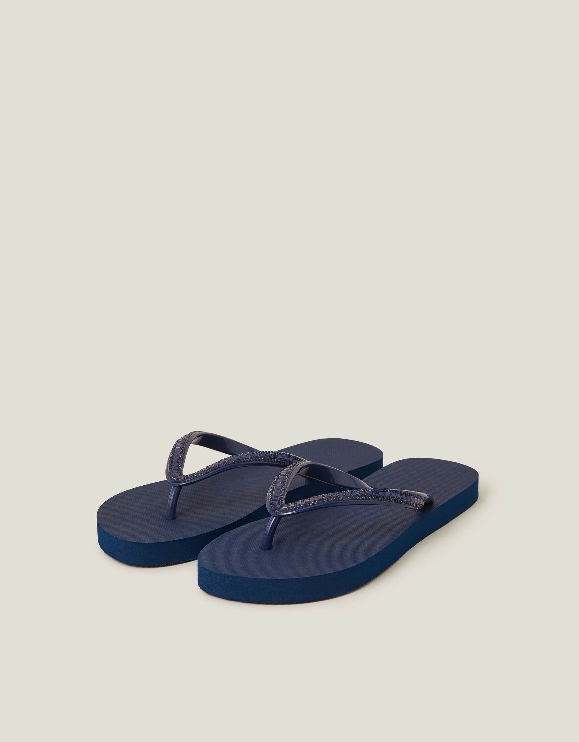 Gemstone Flip Flops Blue, Size: L, Women's - Accessorize