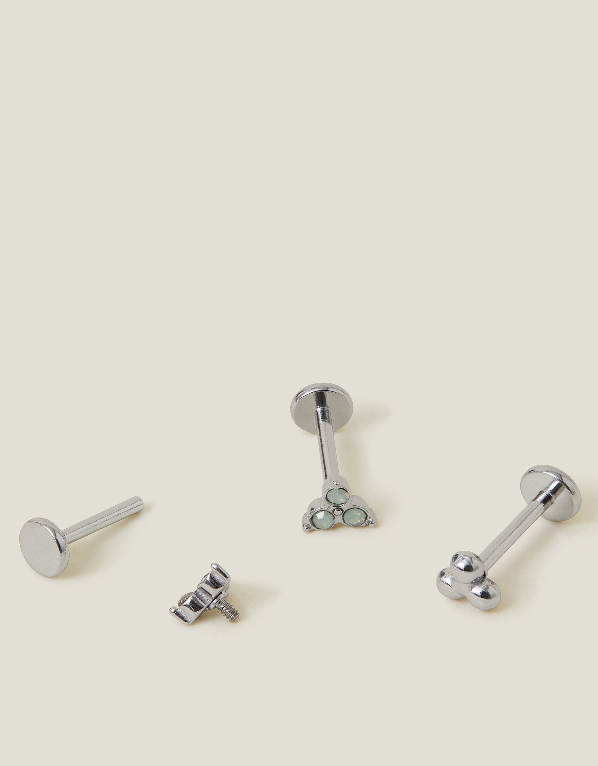 2-Pack Platinum-plated Surgical Steel Crystal Flatback Stud Earrings - Accessorize Multicolour