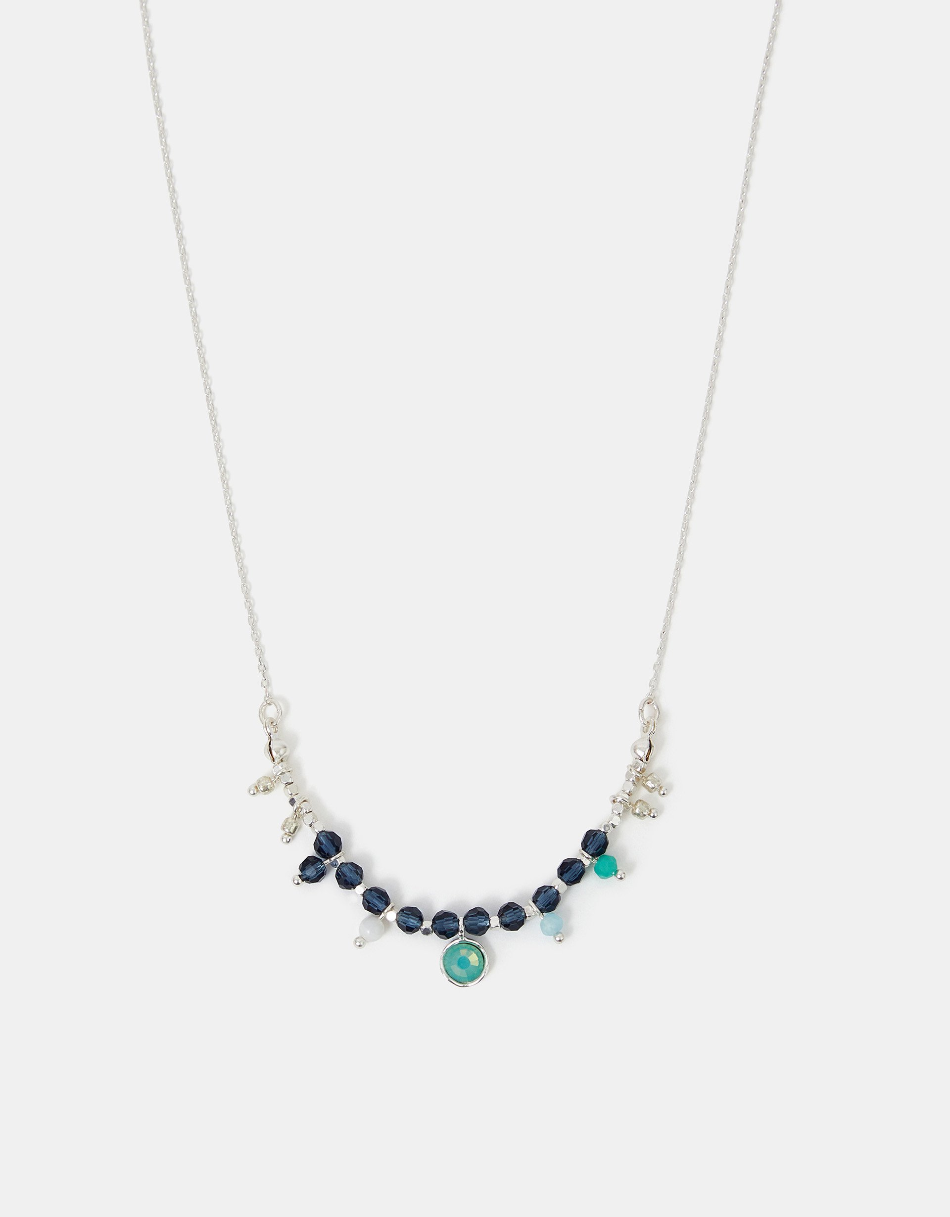 Blue Sterling Silver-plated Beaded Necklace - Accessorize