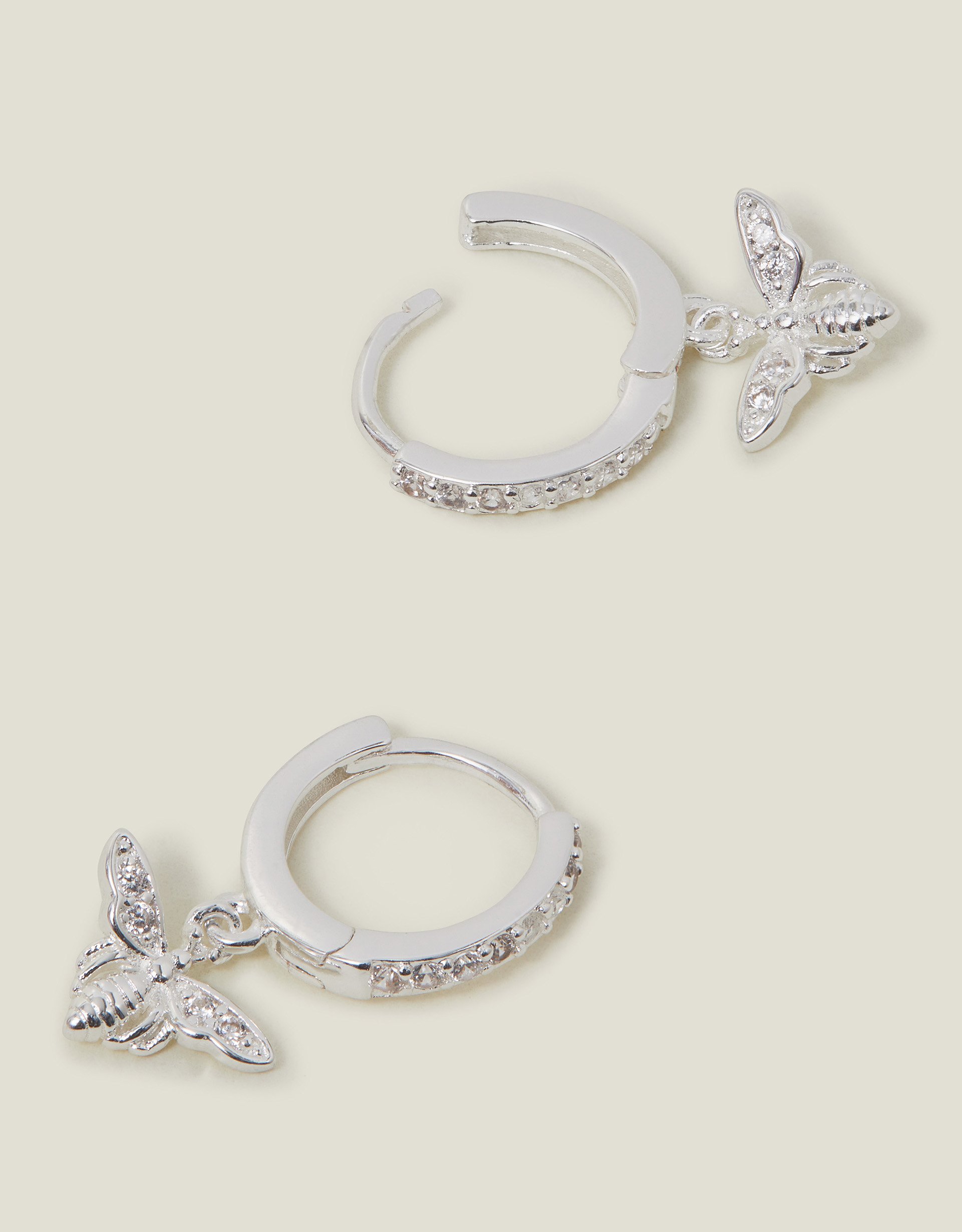 Multicolour Sterling Silver-plated Bee Drop Huggie Hoop Earrings - Accessorize