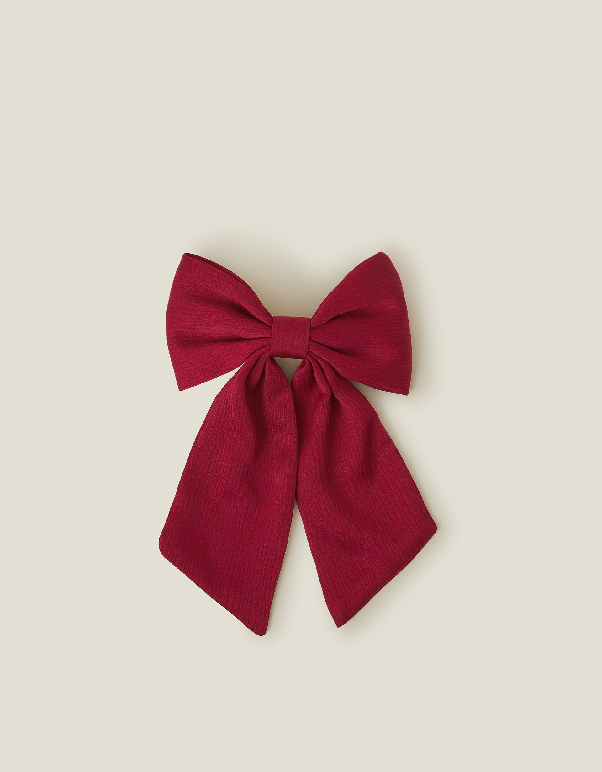 Red Textured Bow Hair Clip, Women's
