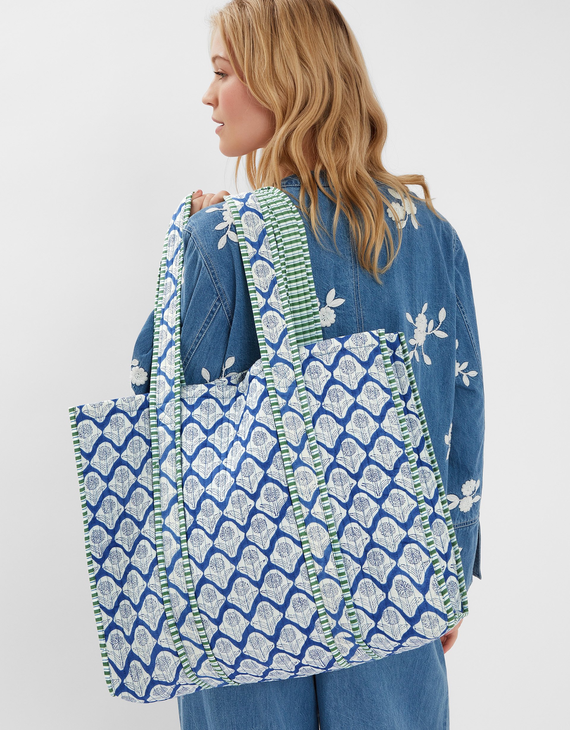 Dandelion Print Quilted Tote Bag - Accessorize