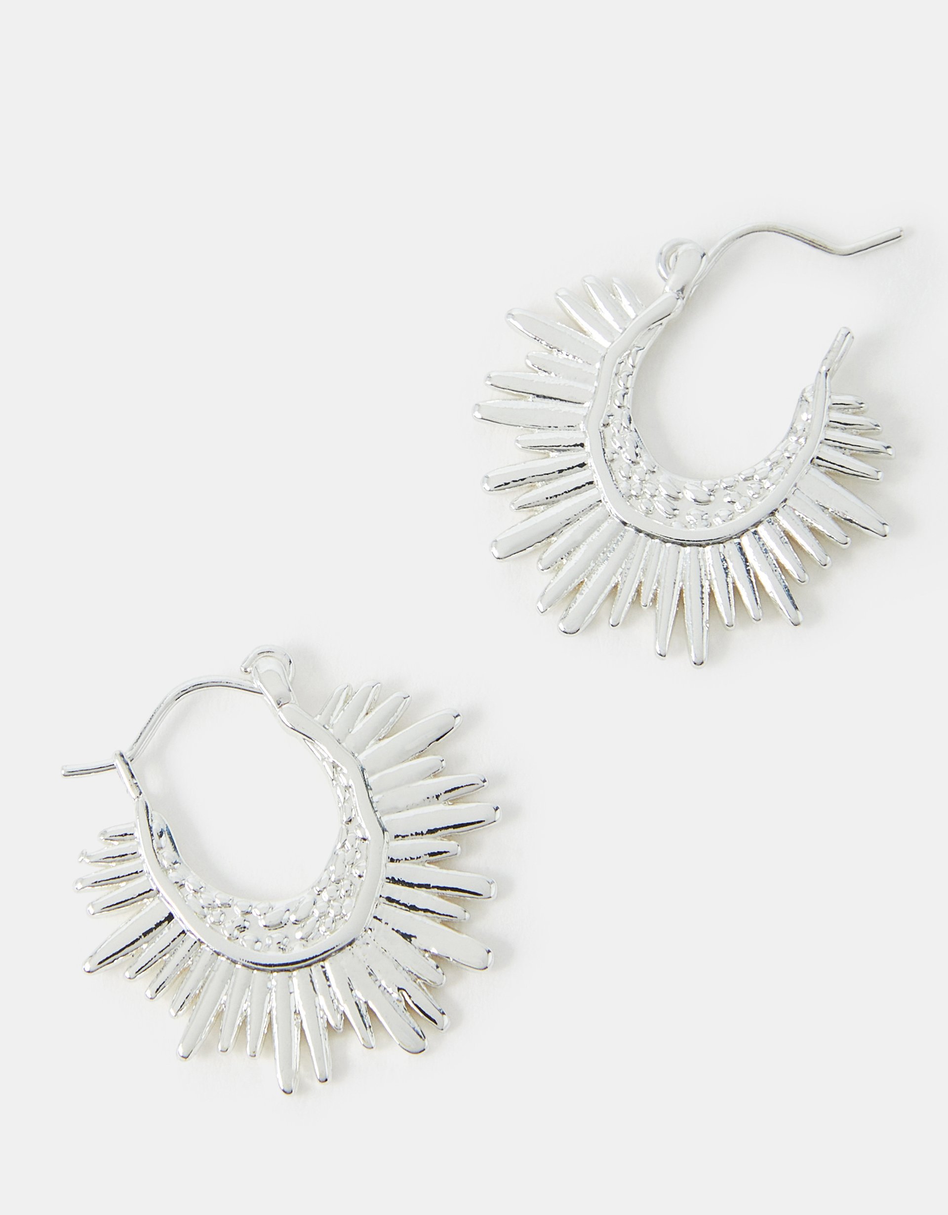 Red Sterling Silver-plated Sun Ray Hoop Earrings - Accessorize