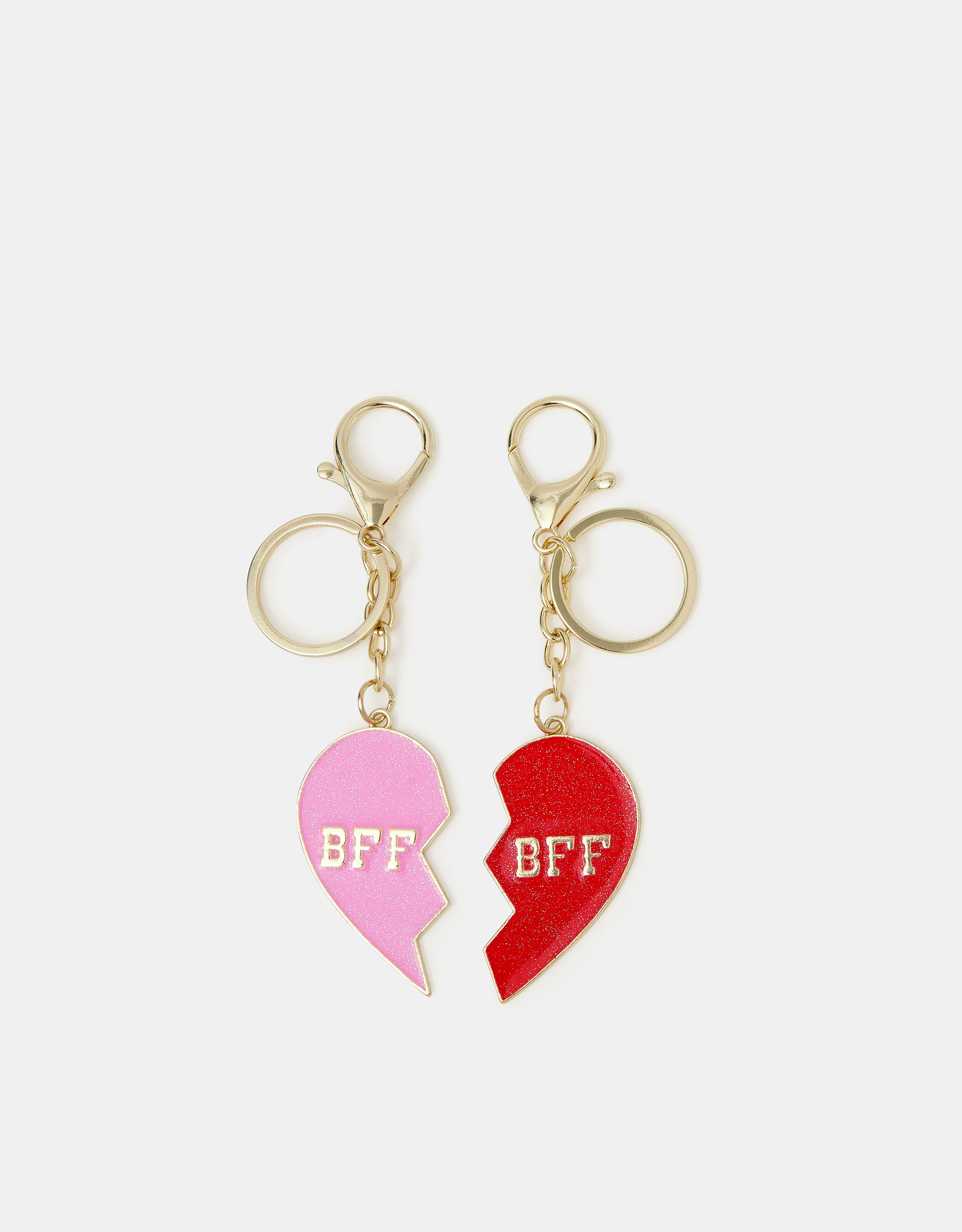 Pink & Red Half Heart Design BFF Bag Charms 2-Pack - Accessorize