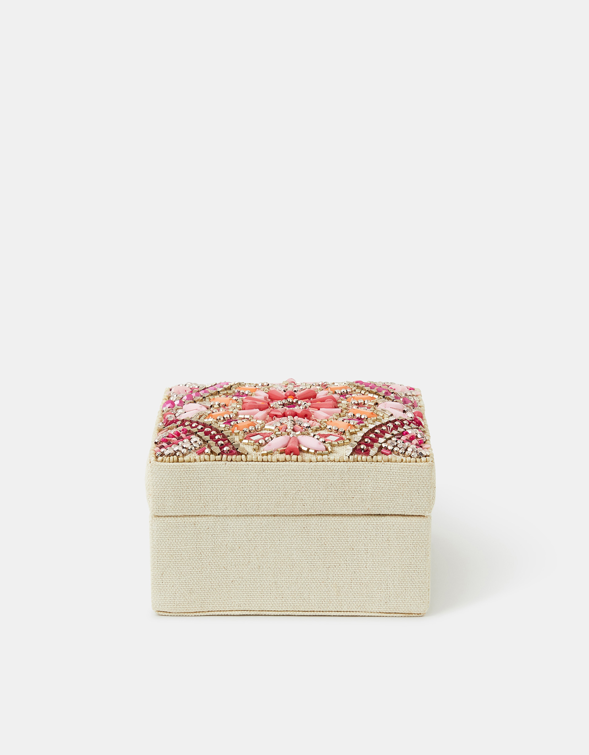 Orange Square Mirror & Bead Embellished Jewellery Box - Accessorize
