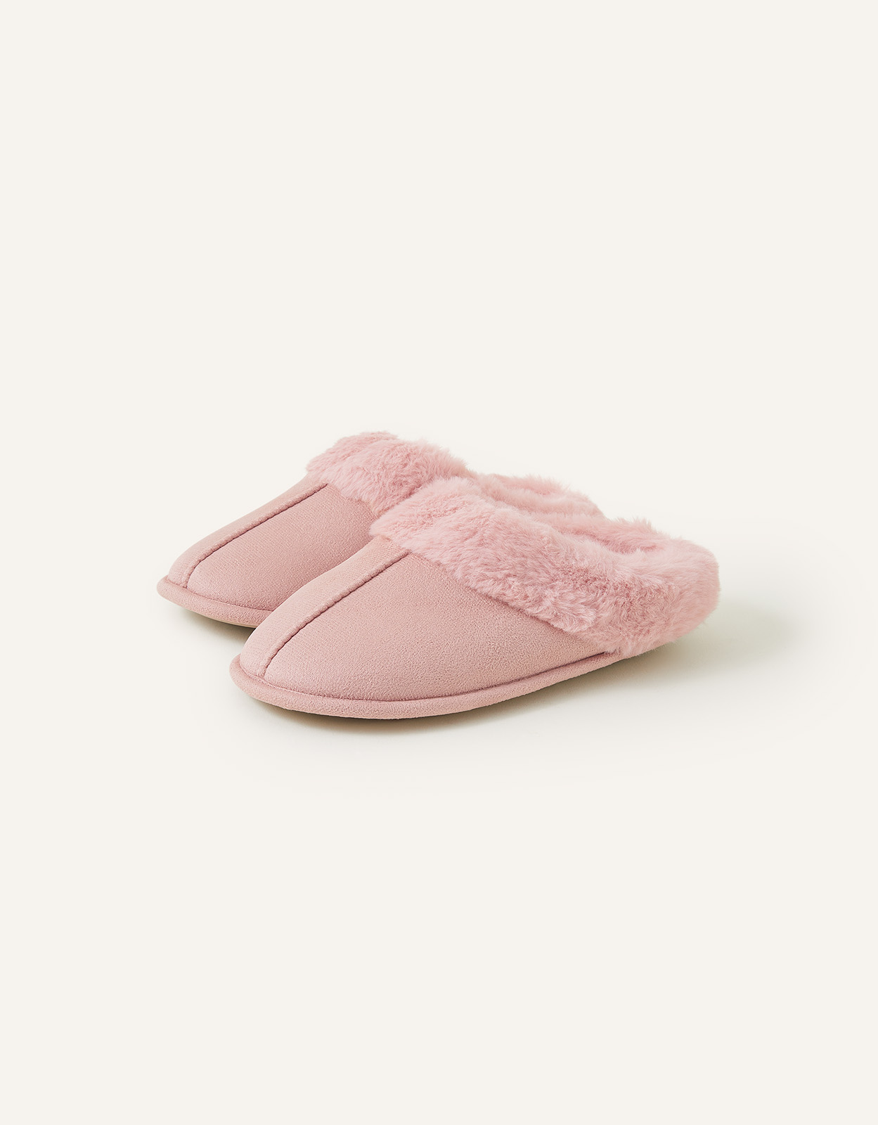Accessorize Faux Fur Mule Slippers Pink, Size: M