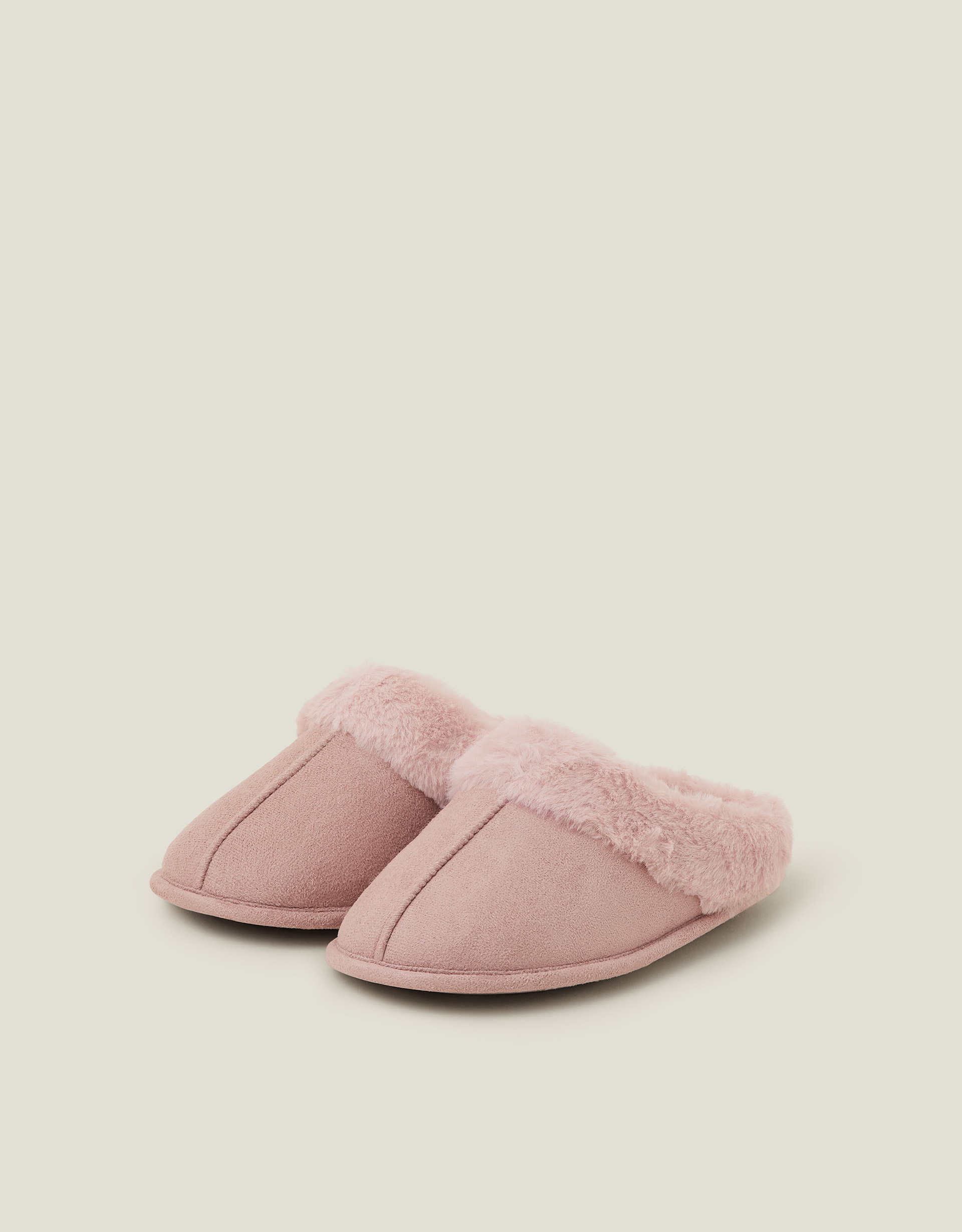 Accessorize Faux Fur Mule Slippers Pink, Size: S