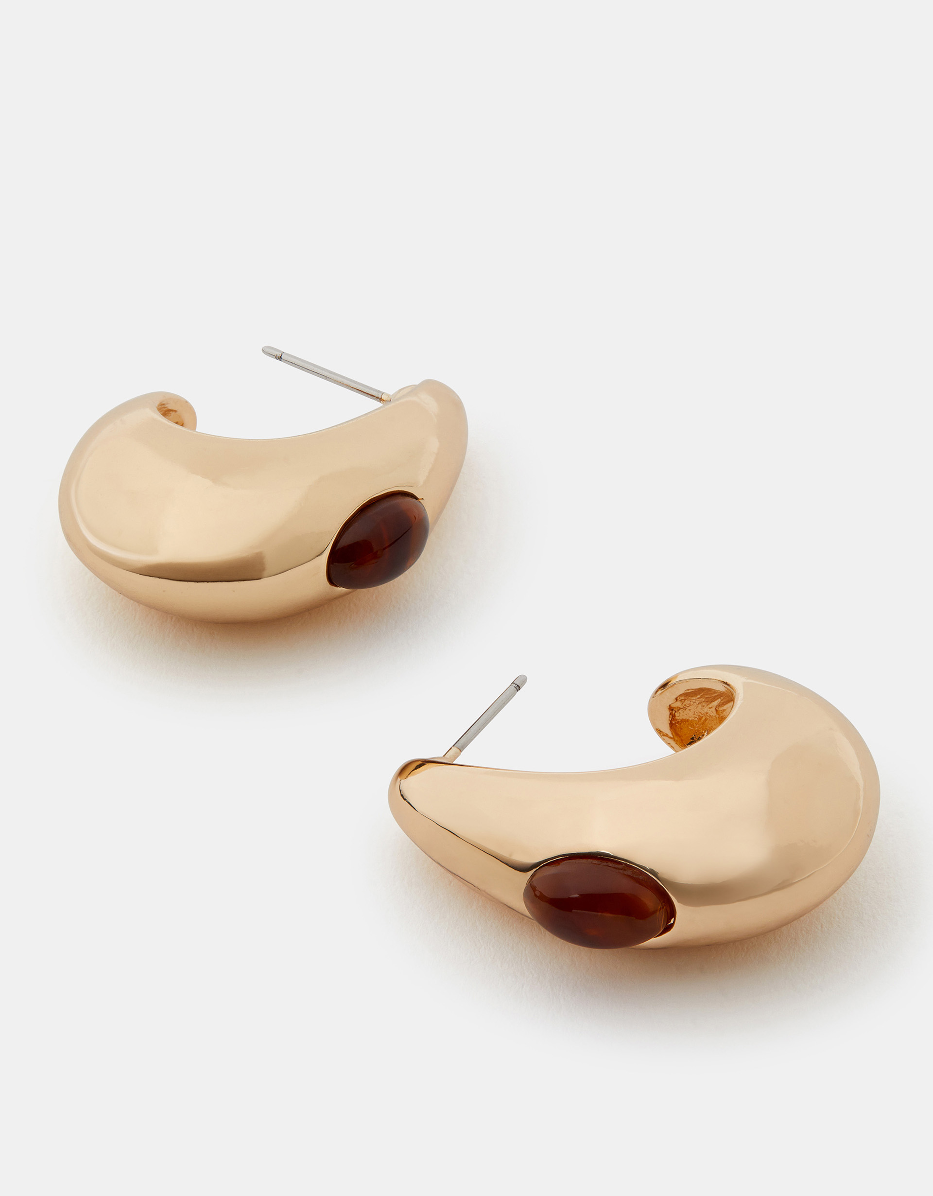 Brown Stone Detail Teardrop Earrings - Accessorize