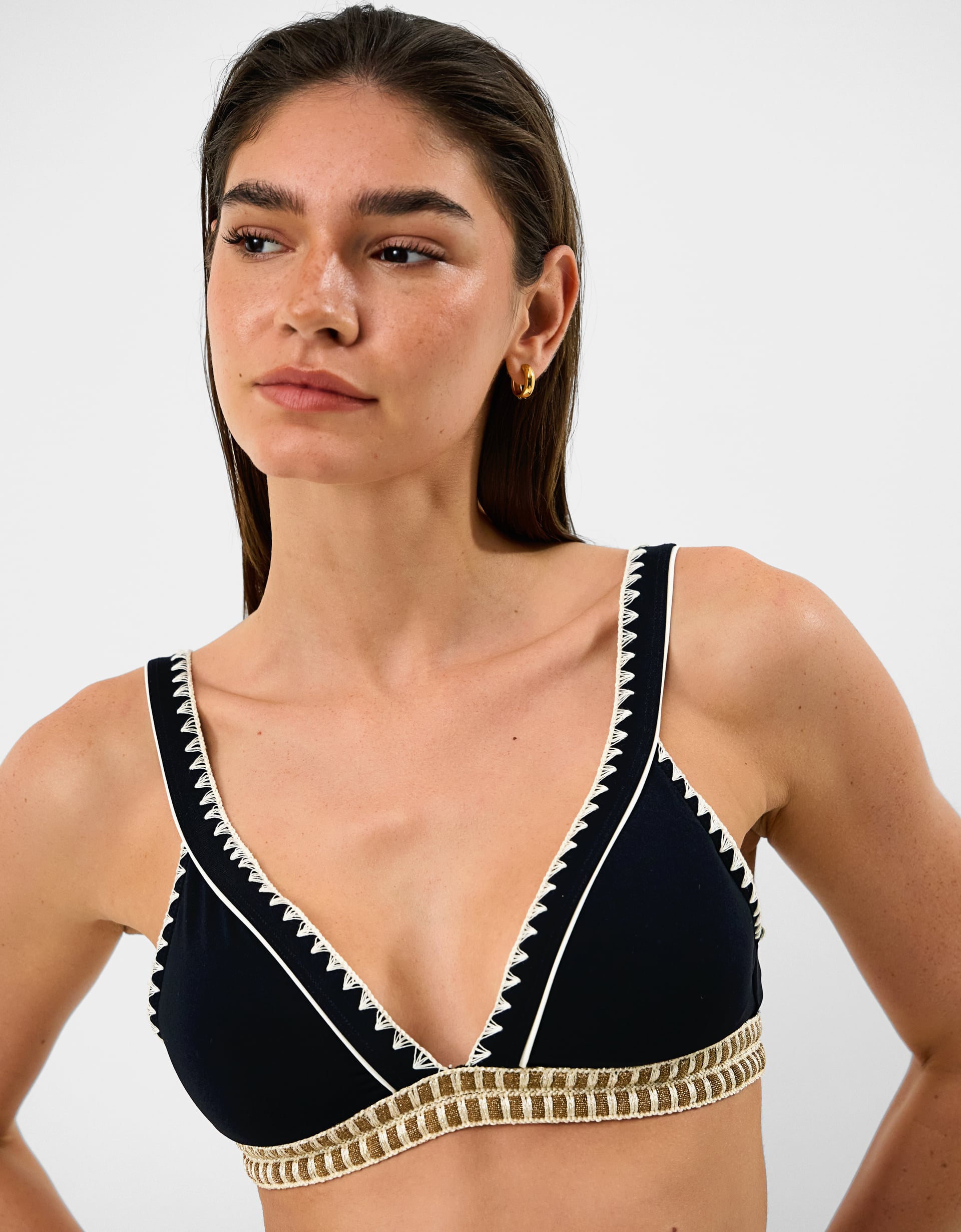 Accessorize Glitter Band Bikini Top Black, Size: 20