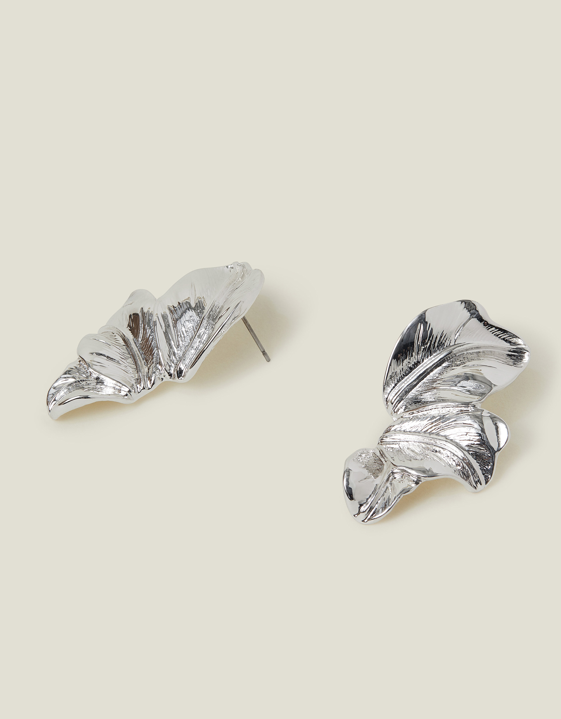 Red Layered Leaf Drop Earrings Silver - Accessorize