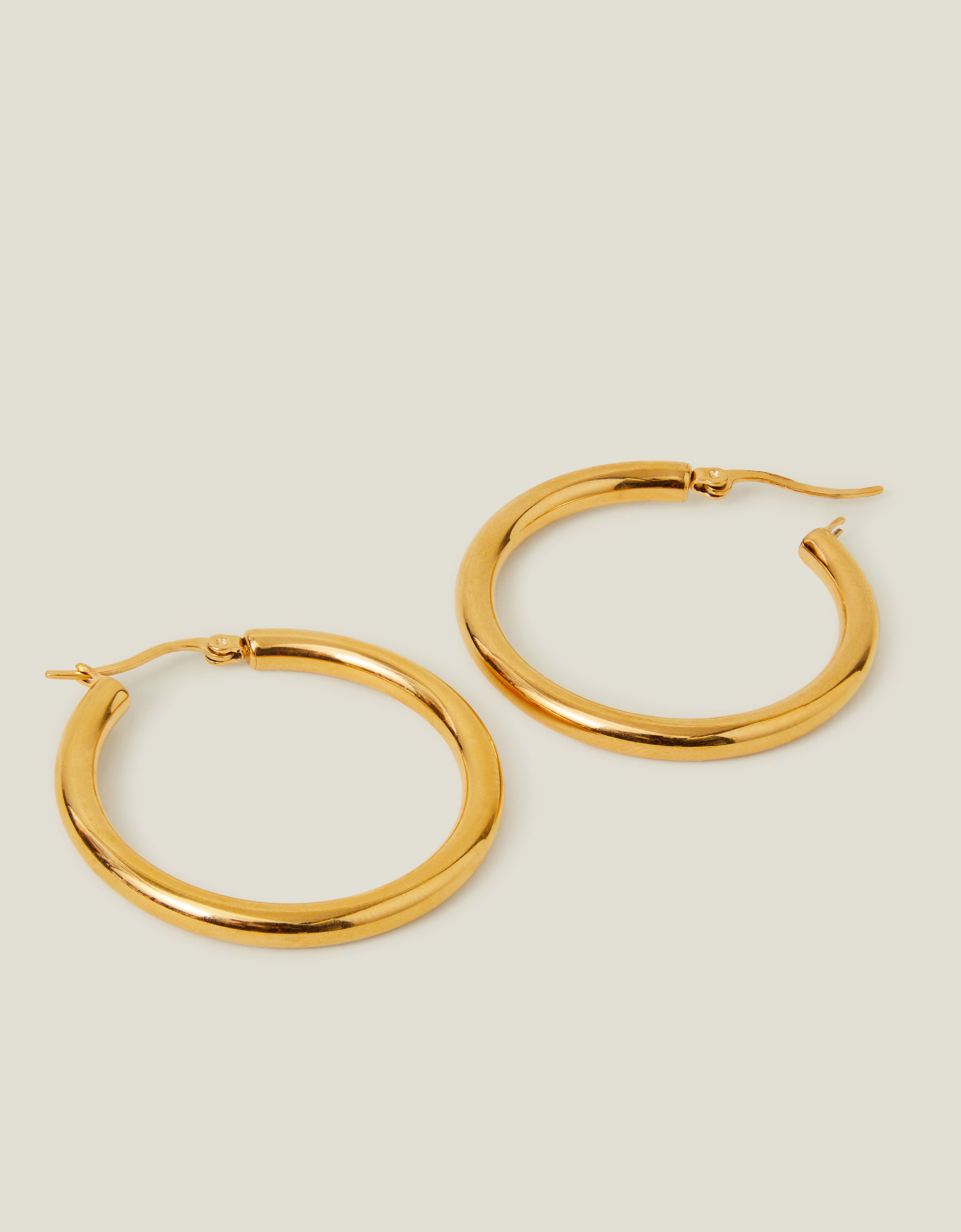 14ct Gold-plated Stainless Steel Chunky Hoops, Women's - Accessorize