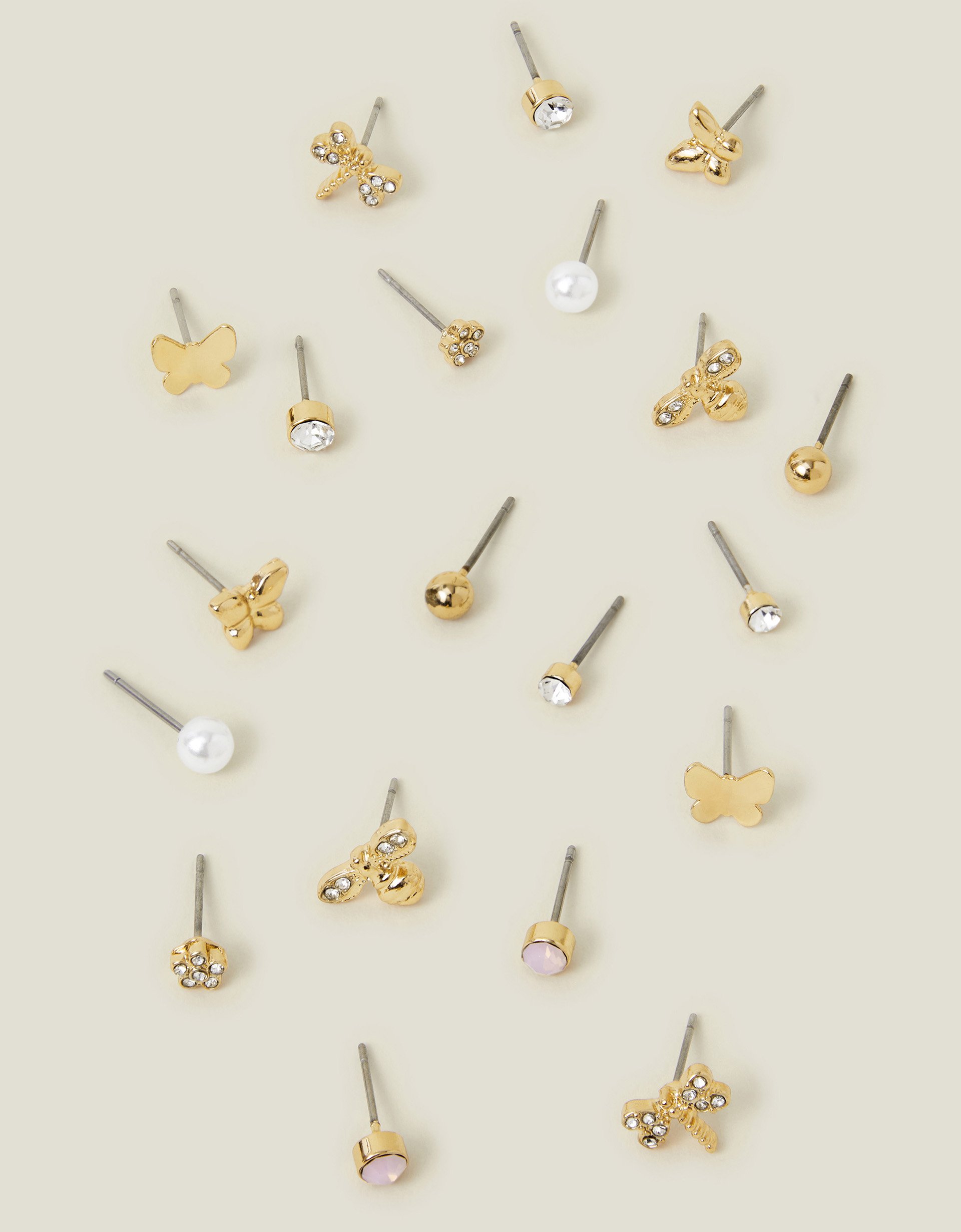 Gold 10-Pack Butterfly Stud Earrings - Accessorize