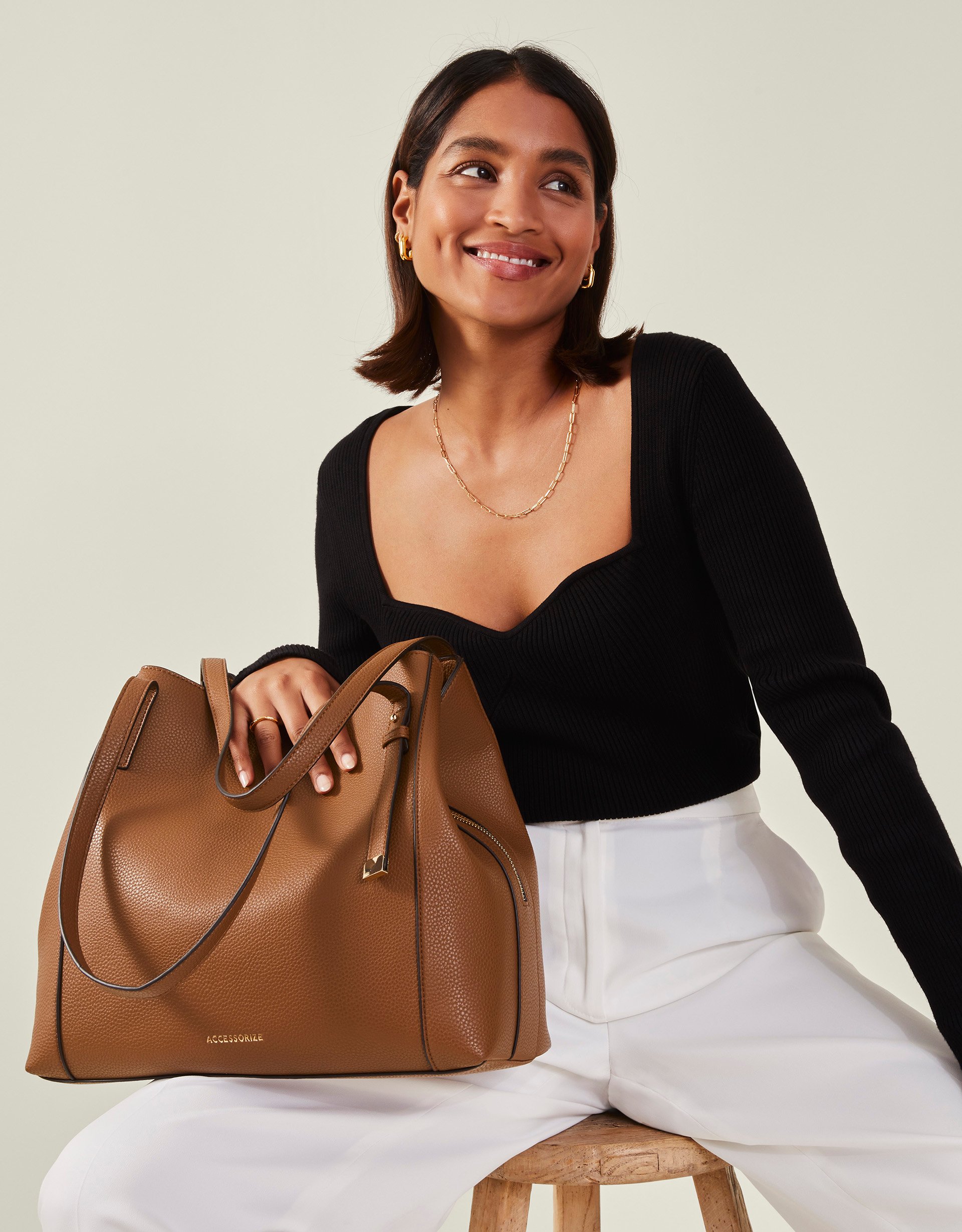 Tan Pu Bucket Shoulder Bag, Size: 35x32cm, Women's - Accessorize