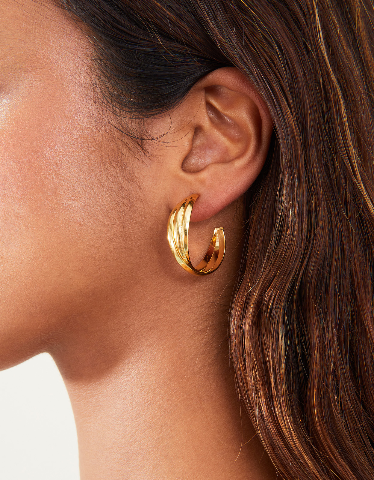 Accessorize Women's 14ct Gold-Plated Large Twist Hoop Earrings