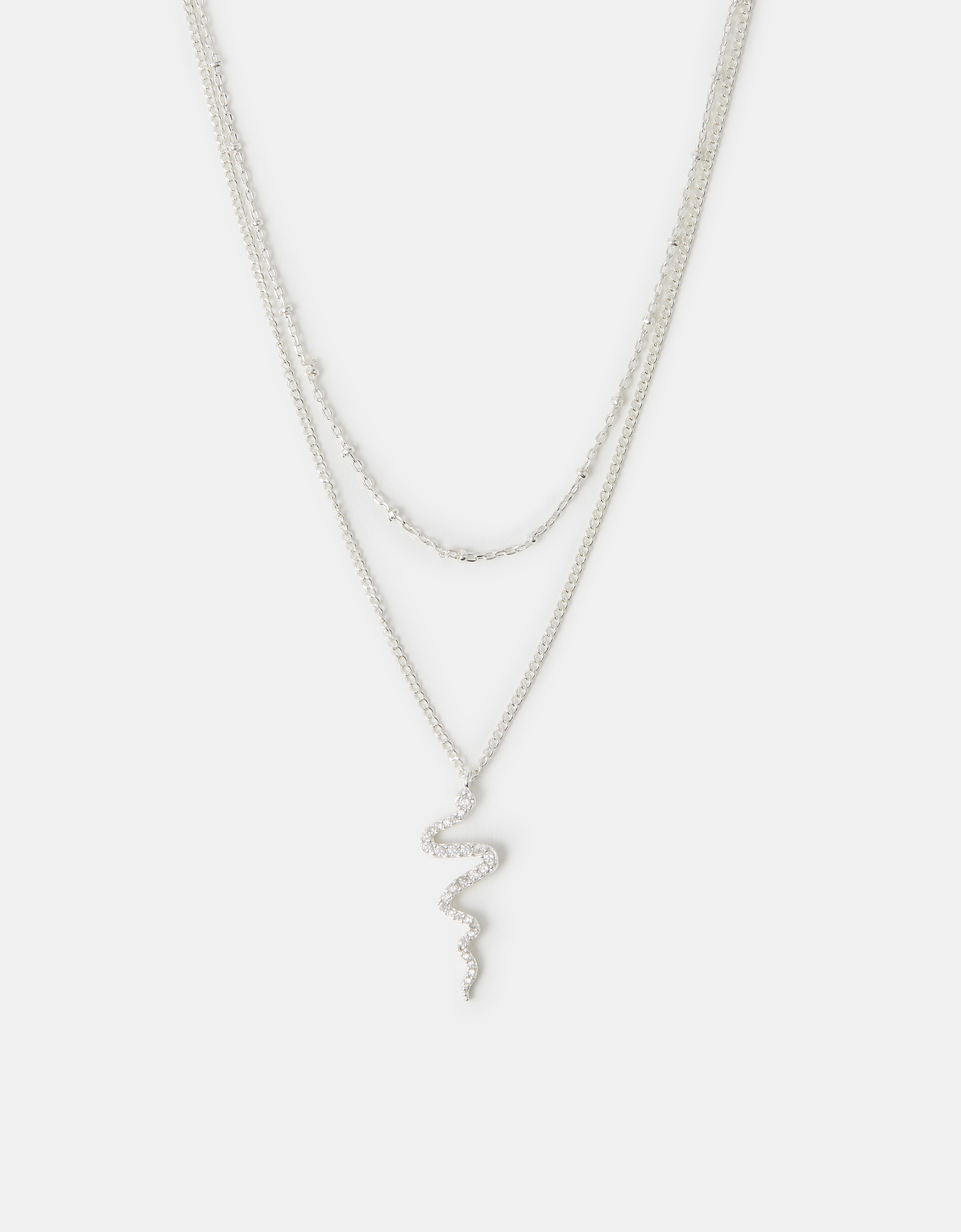 Red Sterling Silver-plated Snake Layered Necklace - Accessorize