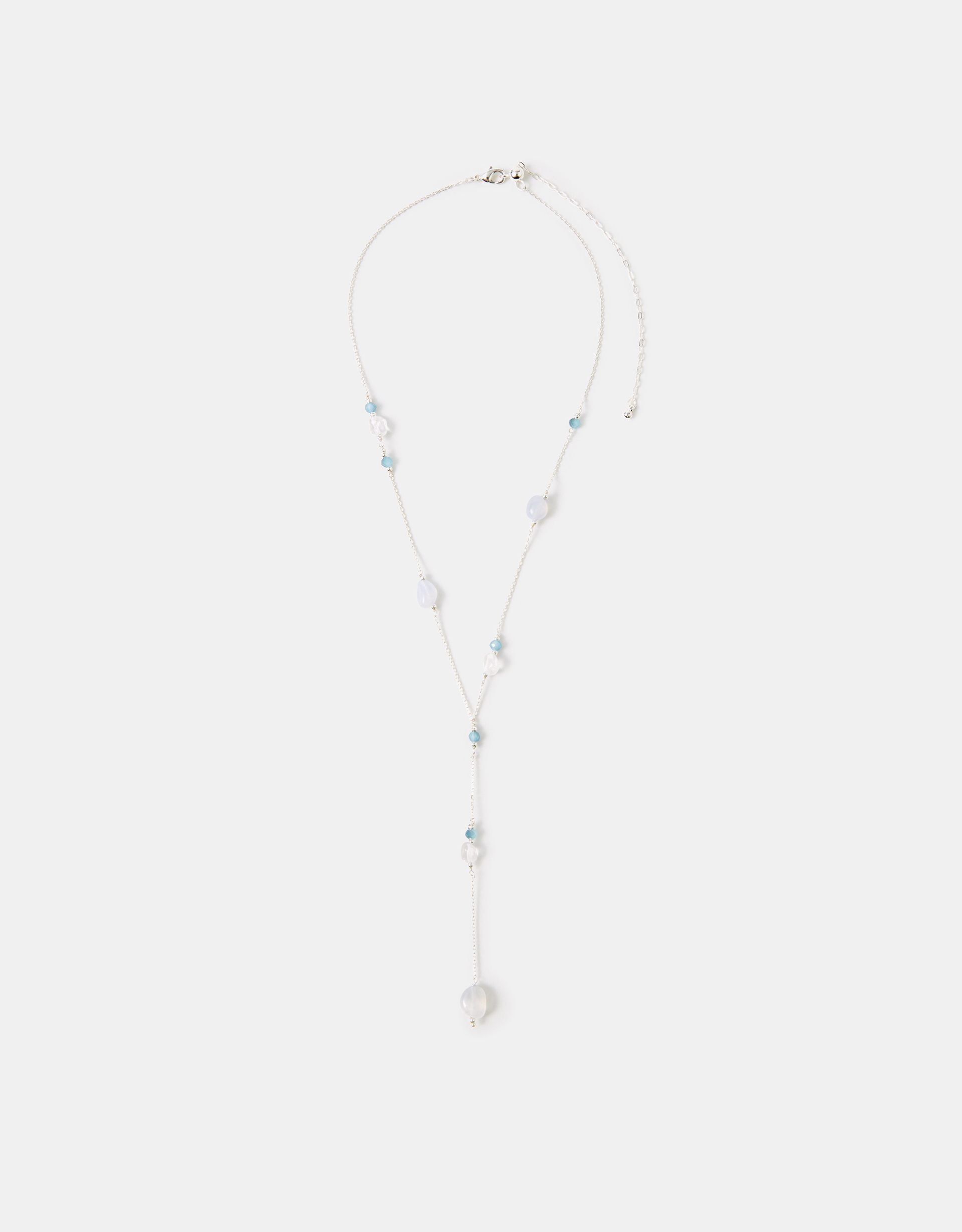 Accessorize Lace Sterling Silver-Plated Quartz Lariat Necklace, Blue