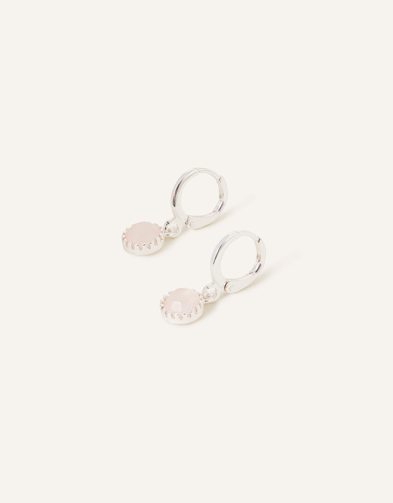 Accessorize Women's Sterling Silver-Plated Rose Quartz Drop Earrings