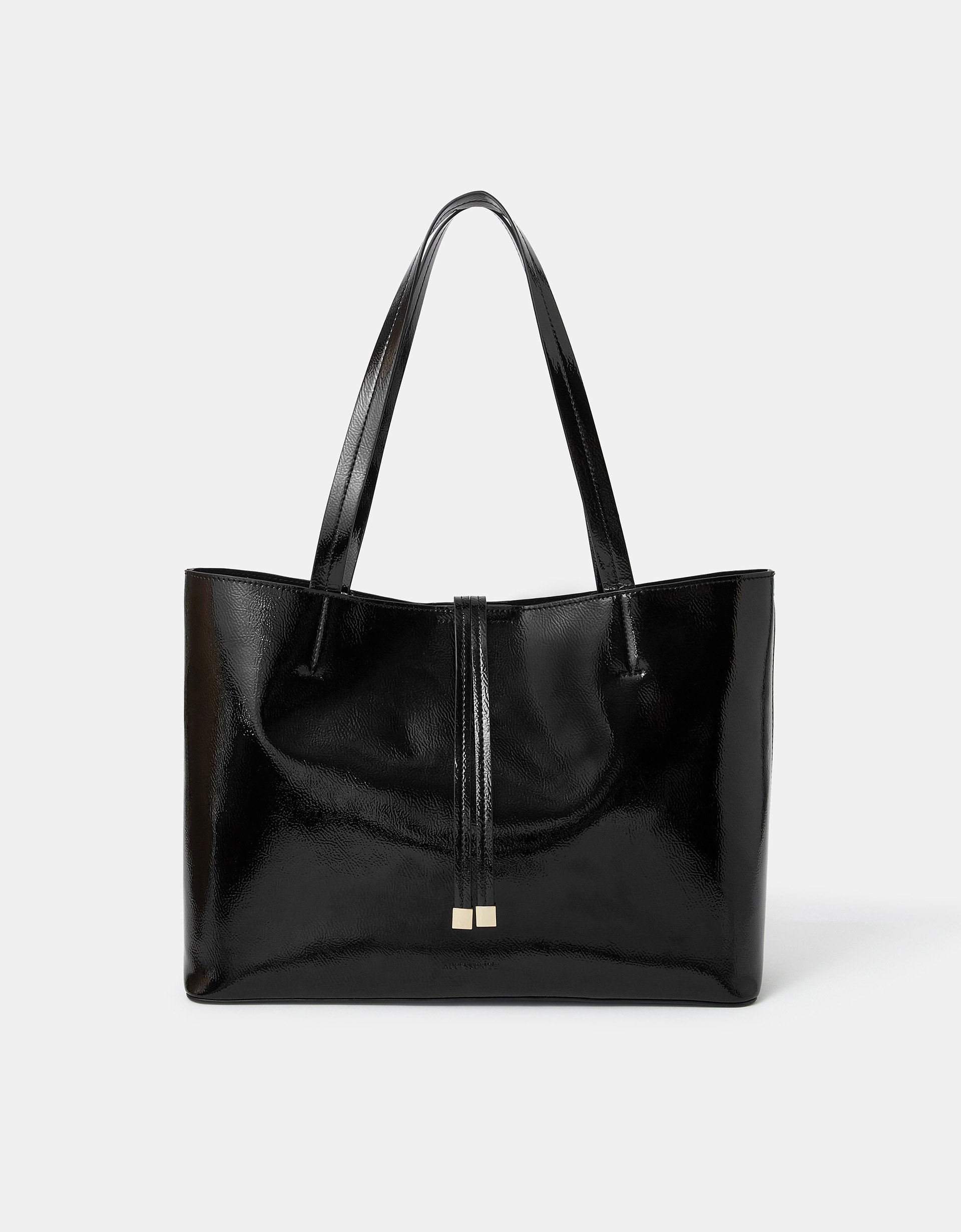 Black Patent Tote Bag, Size: 28x13x38cm - Accessorize