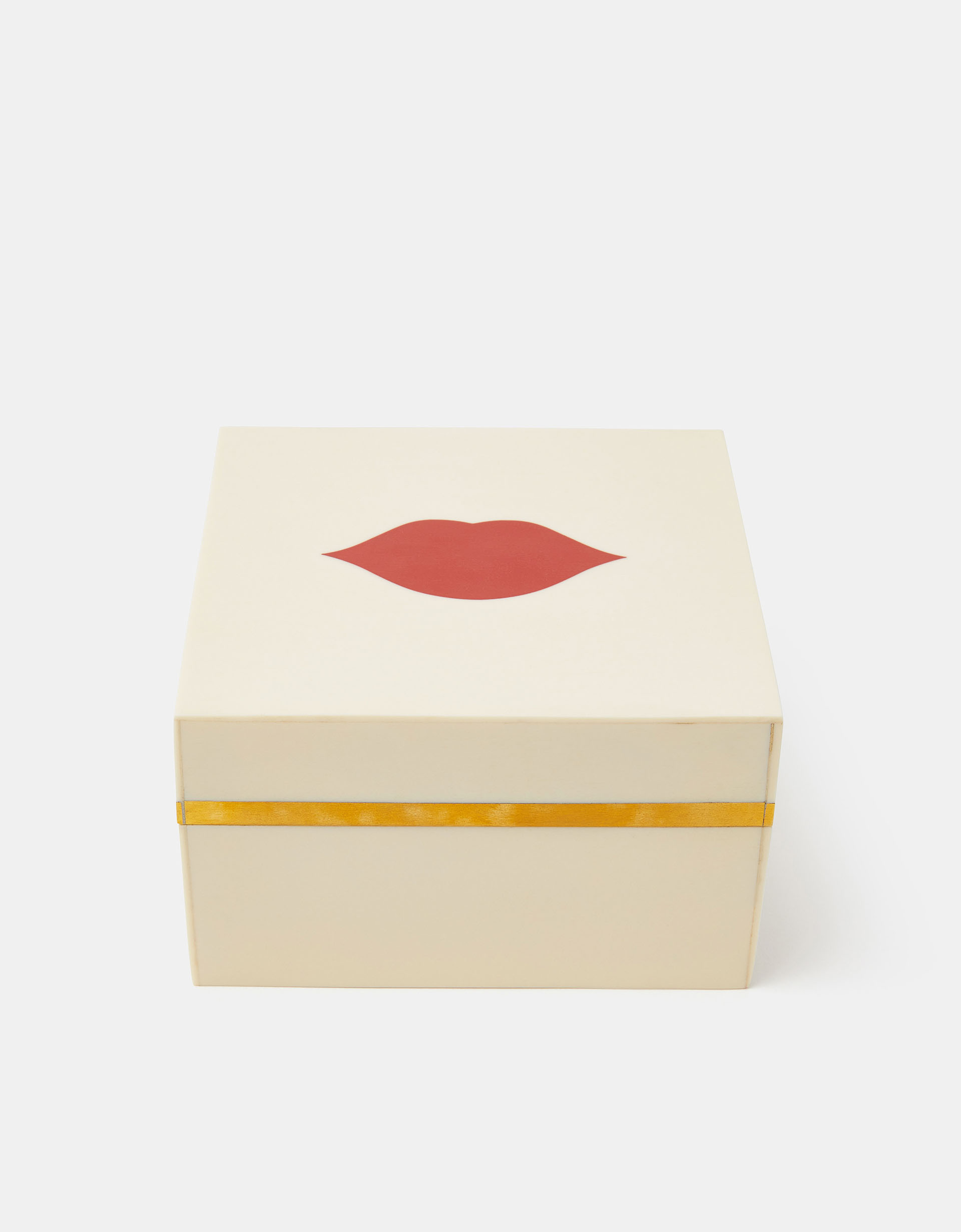 Cream & Red Kiss Print Trinket Box, Size: 12cm, Women's - Accessorize
