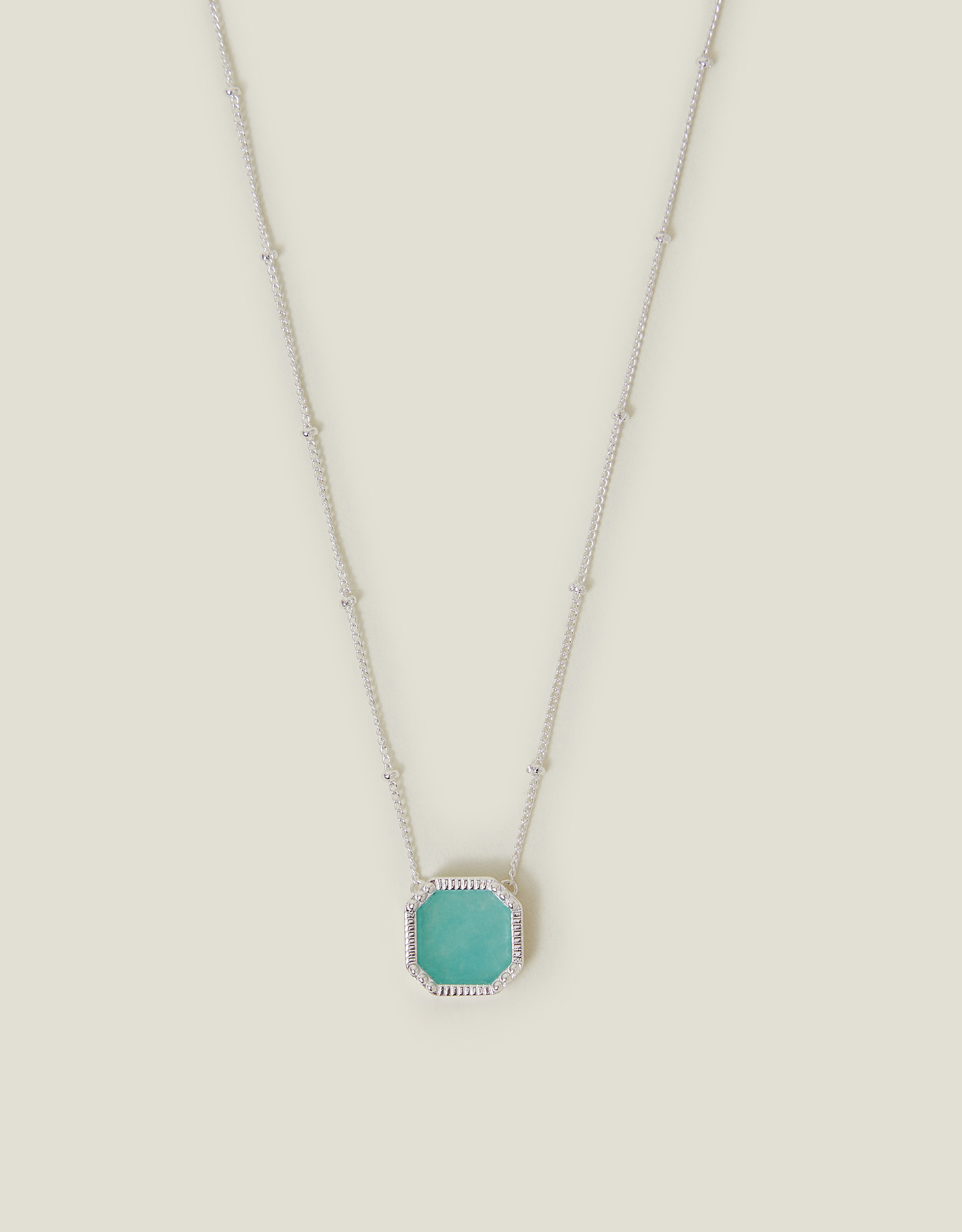 Blue Sterling Silver-plated Quartz Slice Pendant Necklace - Accessorize