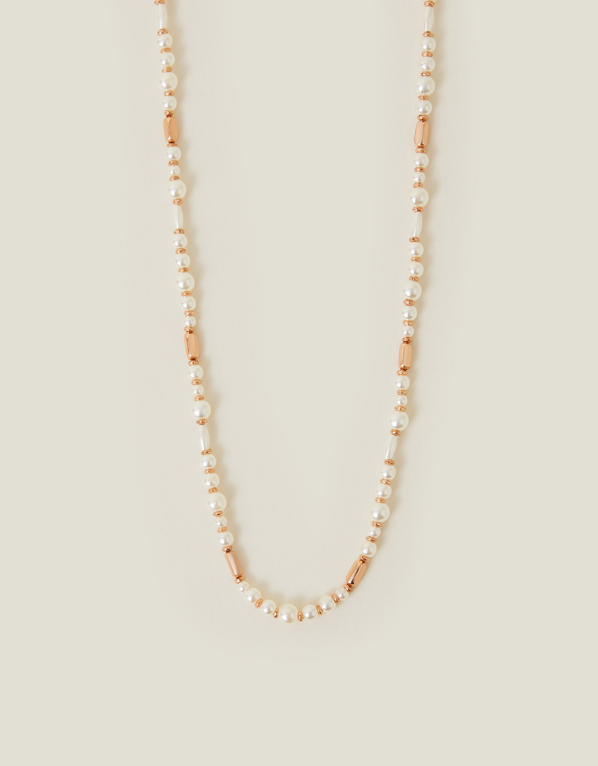 Gold Pearl Bead Round Necklace - Accessorize