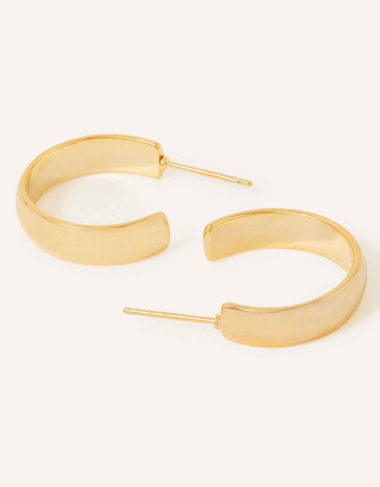 Accessorize Women's Gold 14ct Small Chunky Hoops, Size: 2x5cm