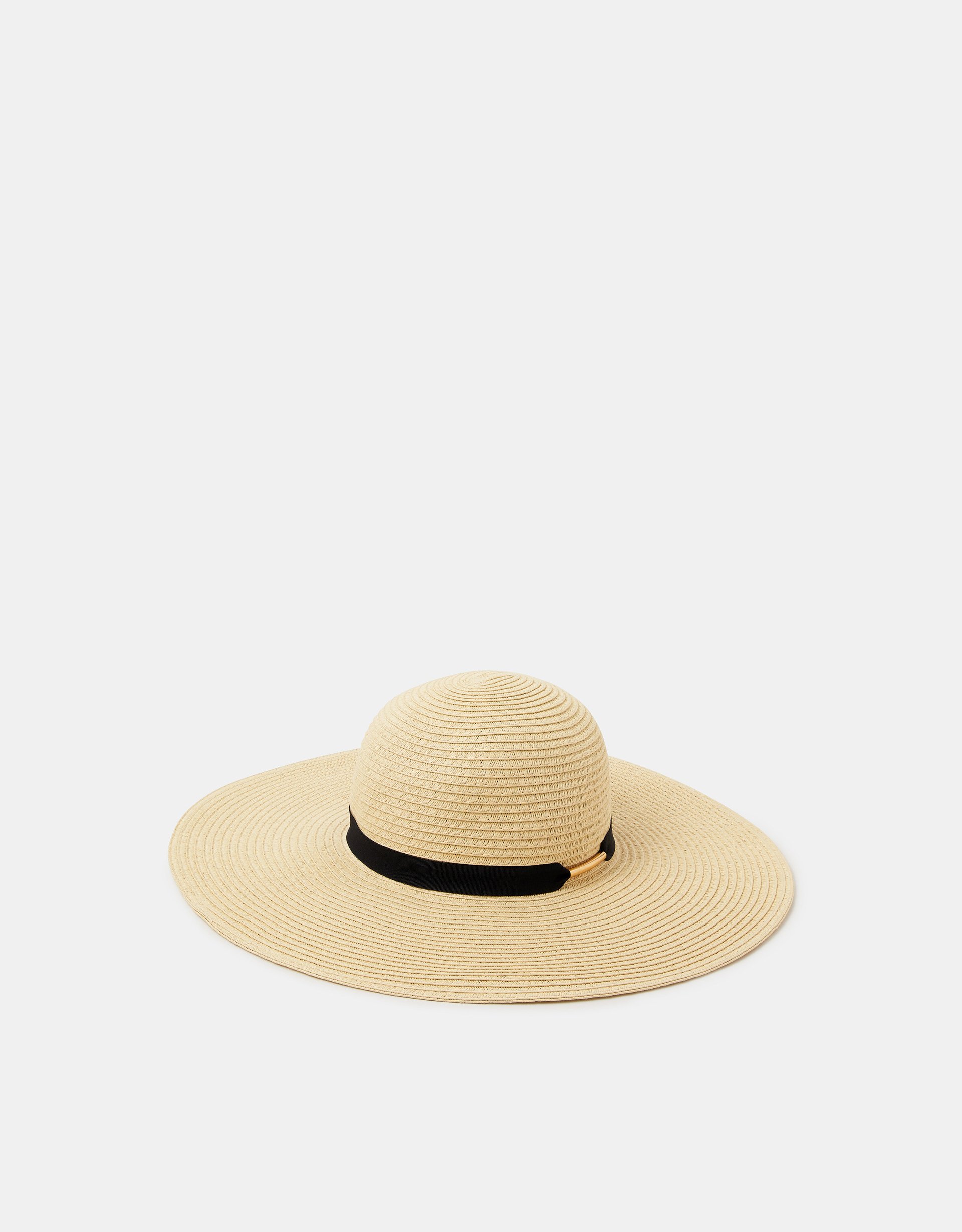 Black Floppy Straw Hat - Accessorize